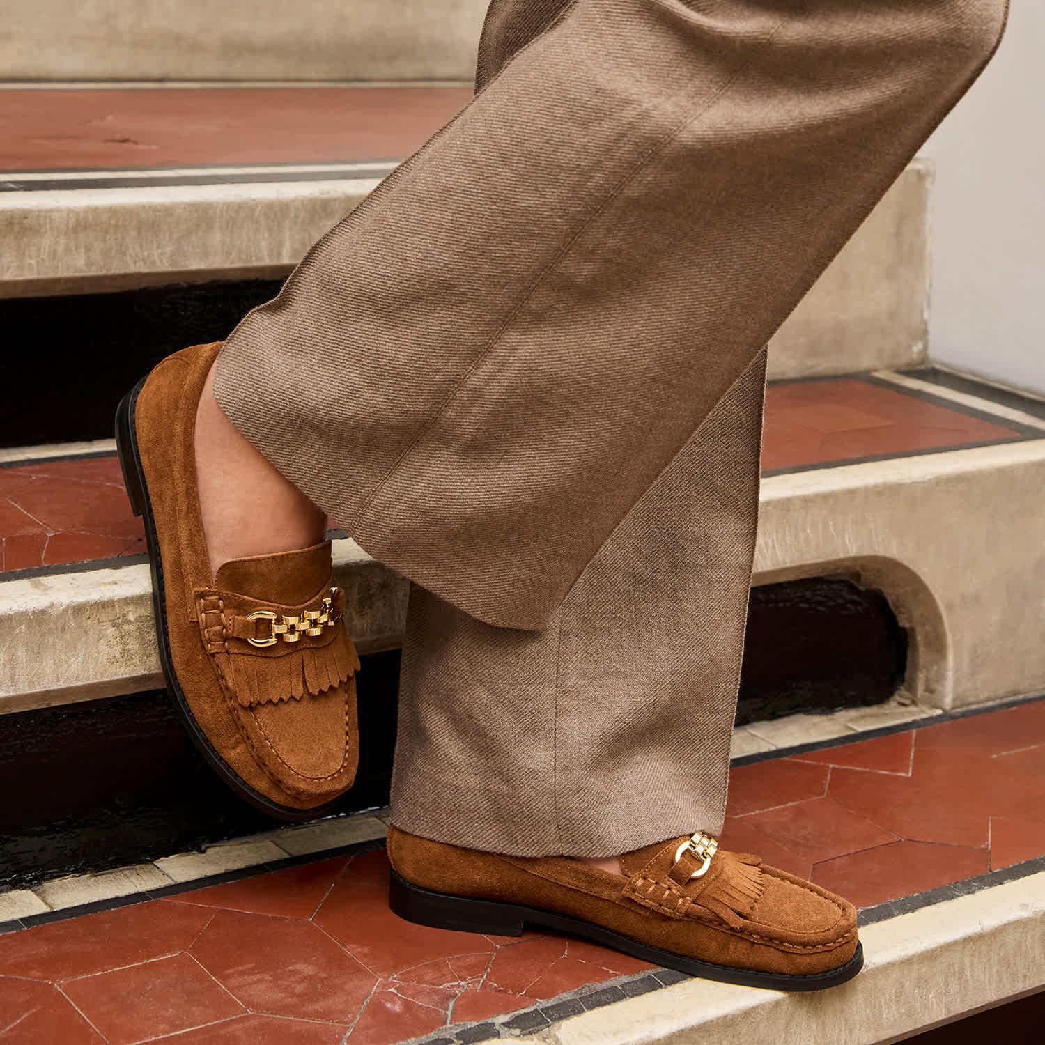The Dune London AW25  Collection Key Loafer Styles Granules in brown suede