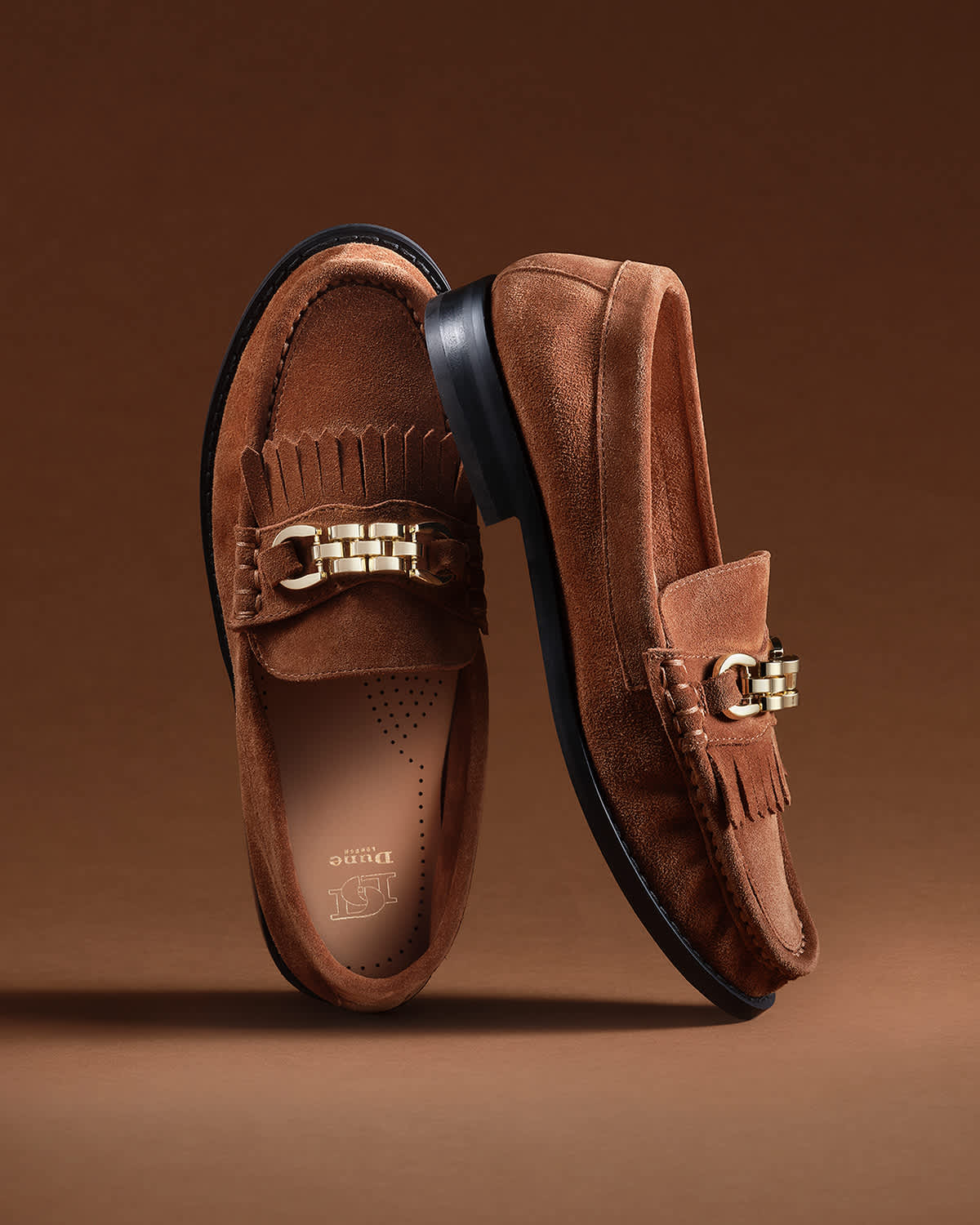 Dune London AW25 Granules loafers in tan suede