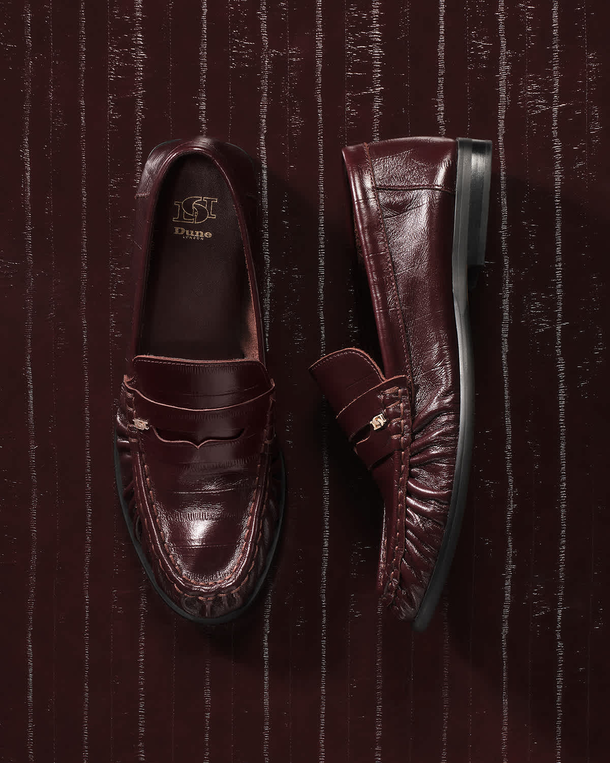 Dune London AW25 Key Loafer styles Grisella in burgundy