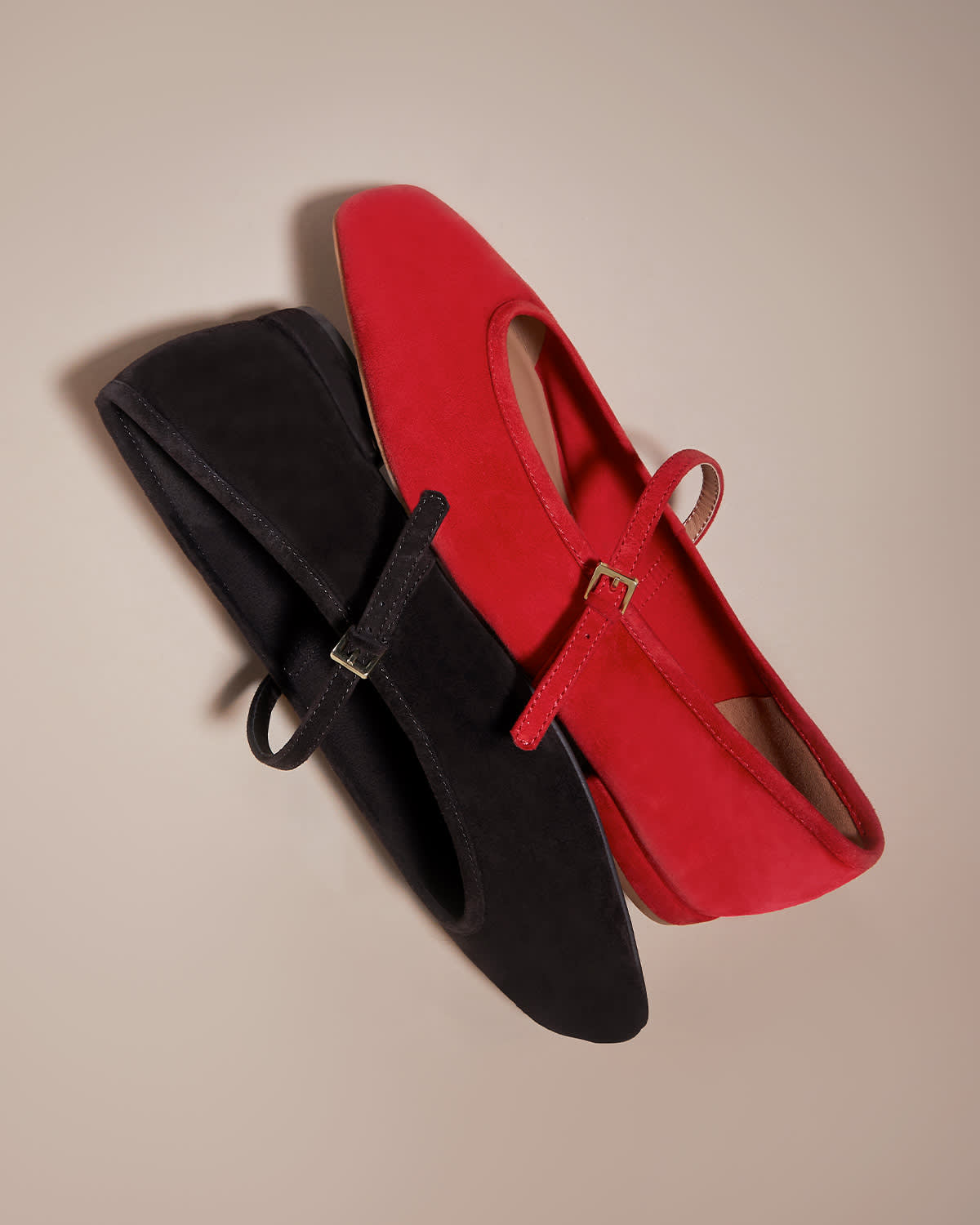 Dune London AW25 ballet flat trend Hearthrob in brown and in red