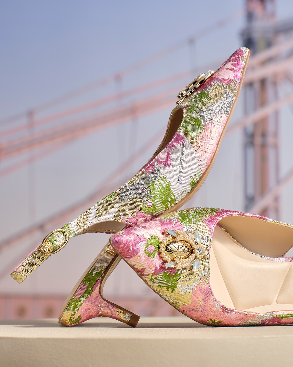 Dune London SS25 Floral Trend Context sling back kitten heel