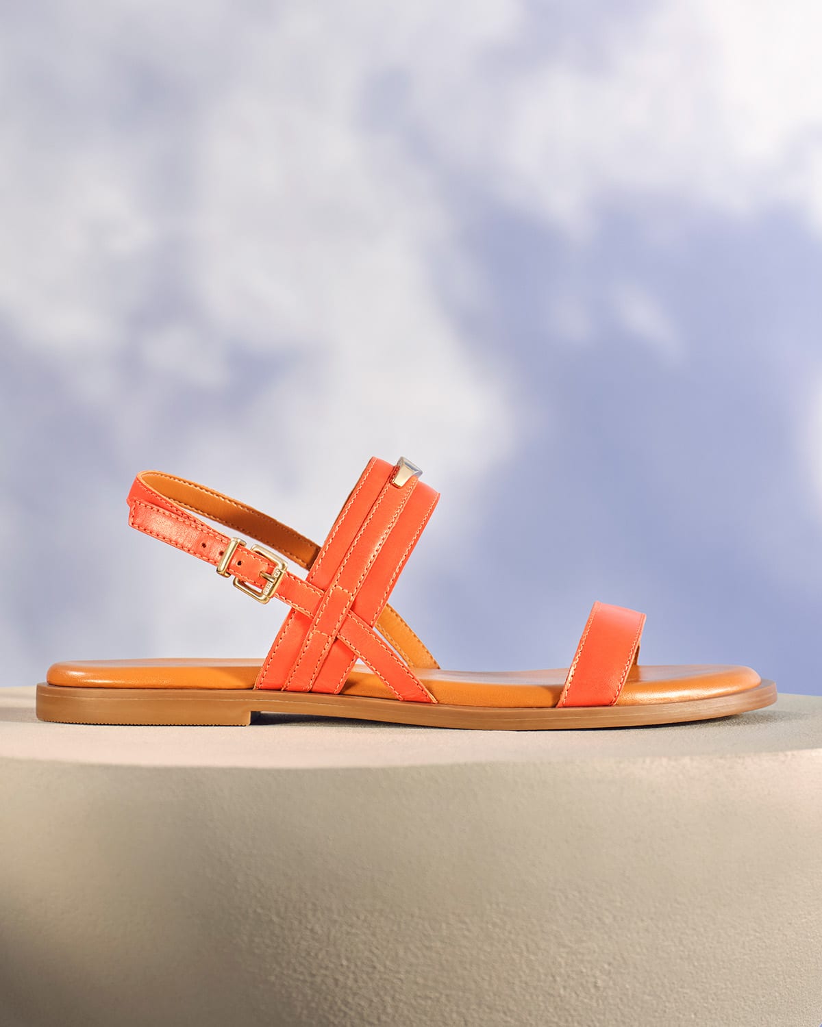 Dune London SS25 Orange Trend Mayci wedge in orange