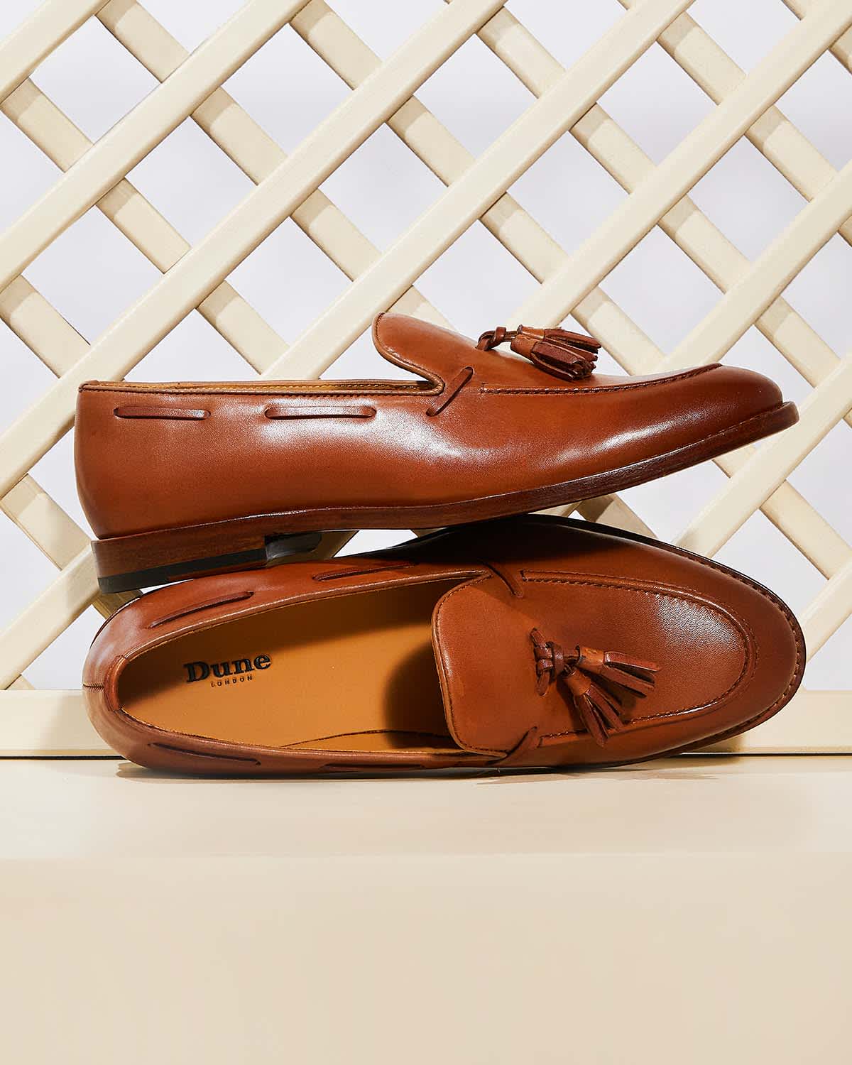 Men's Tassel-Trimmed Loafers in tan leather
