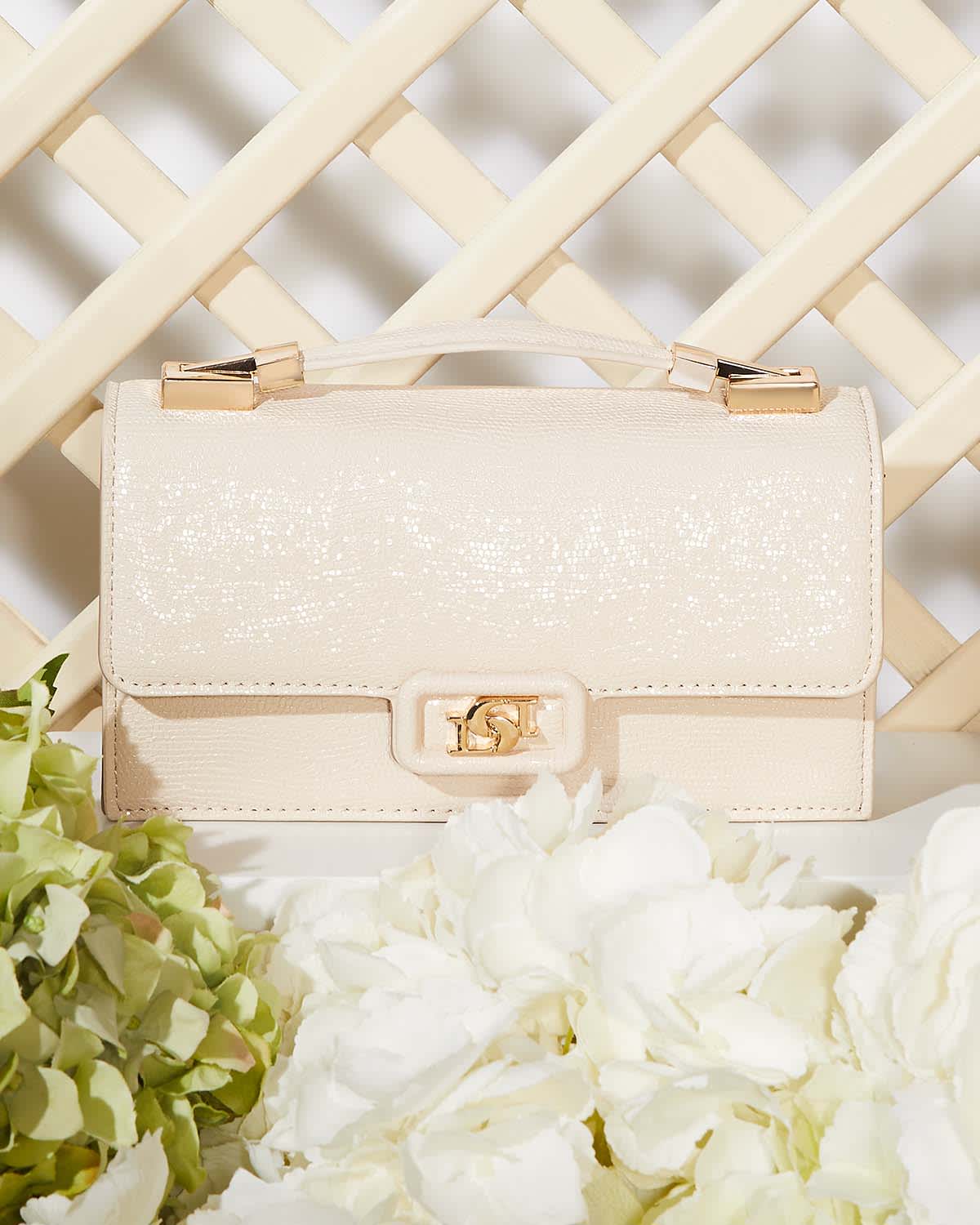 Women's Top Handle Bag in a neutral hue with a subtle sheen