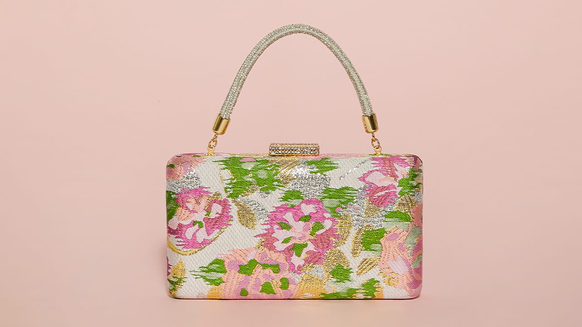 Floral Print Grab Handle Clutch Bag