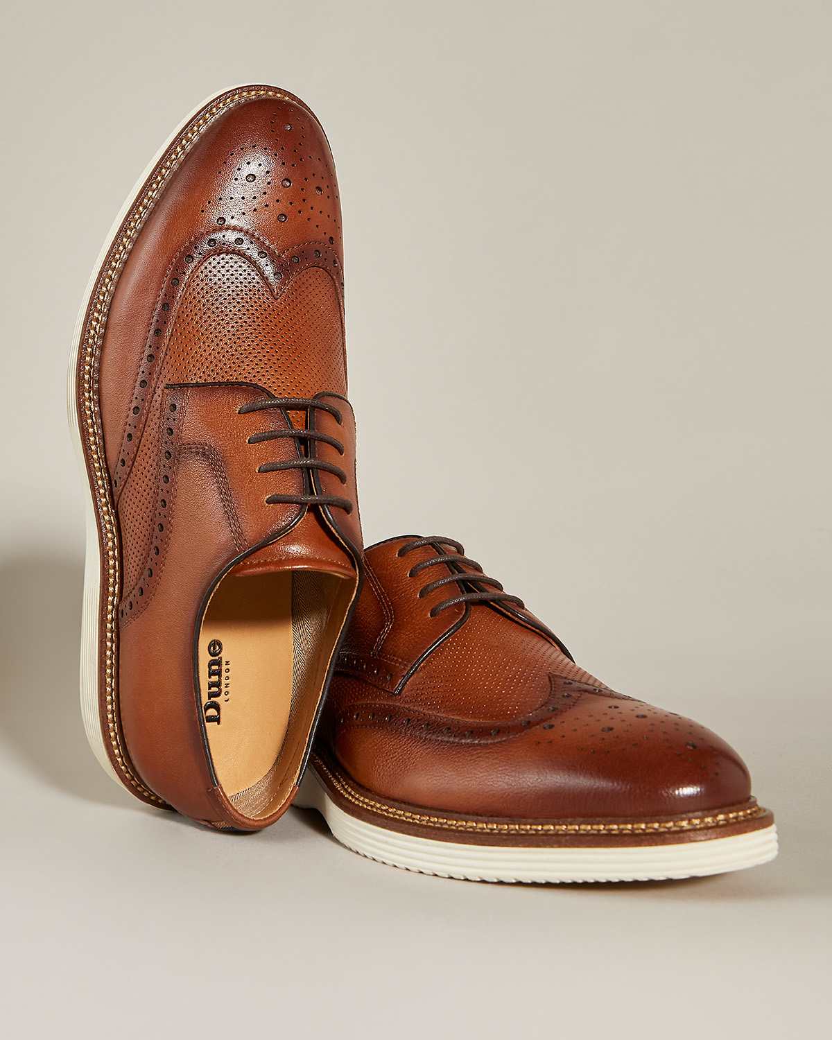 Tan leather Lace-Up Brogues with casual hybrid sole