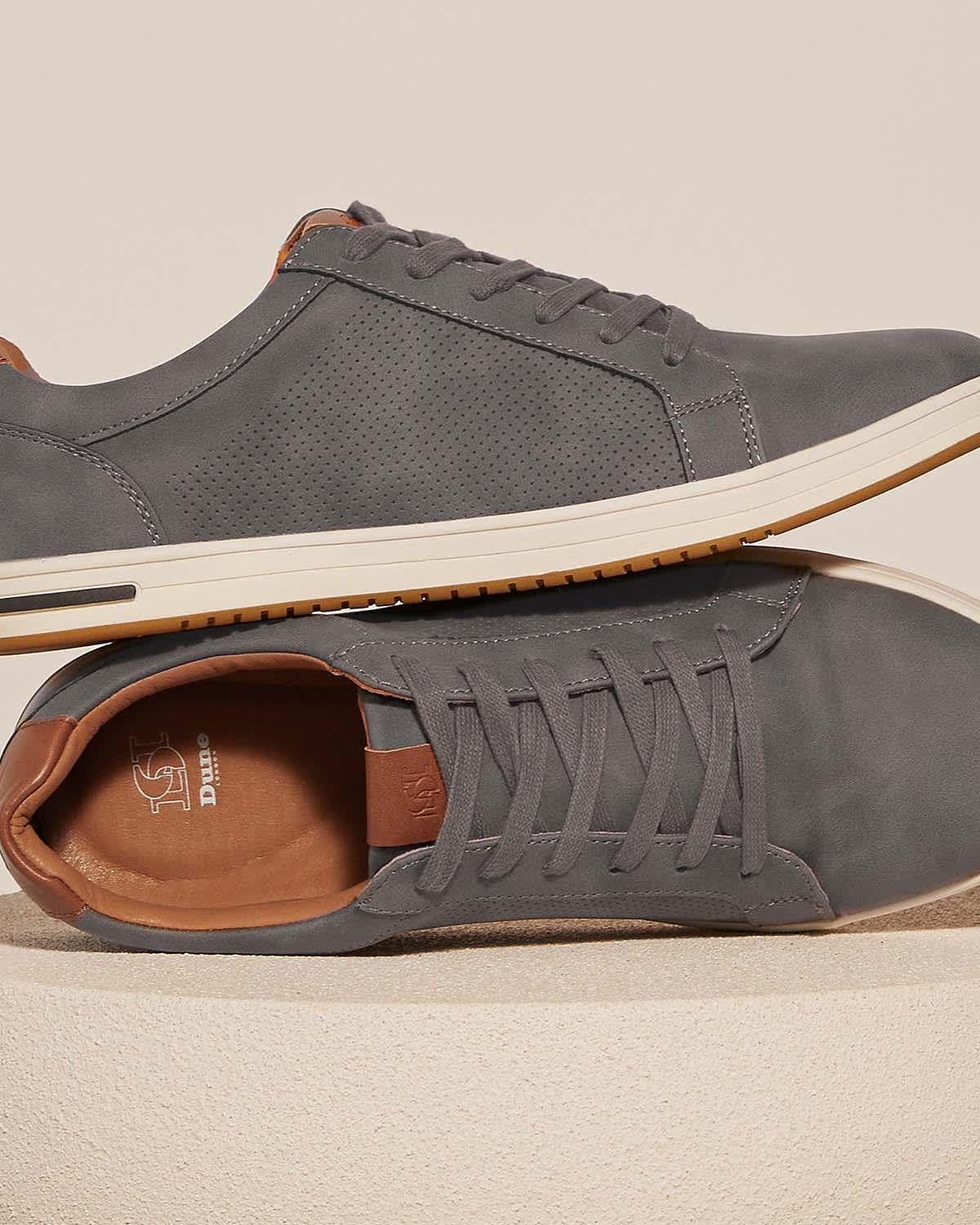 Men's grey Perforated Breathable Lace-Up Trainers