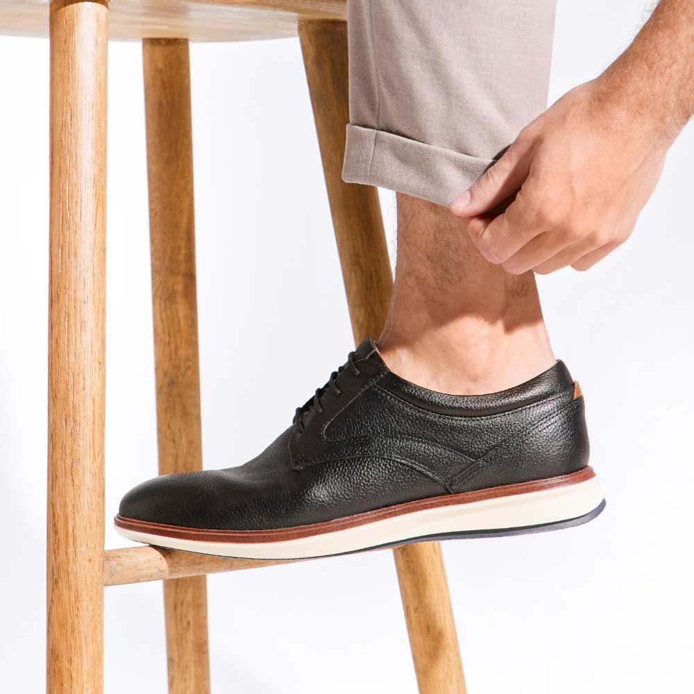 Men's Black Leather Lace Up Casual Shoes