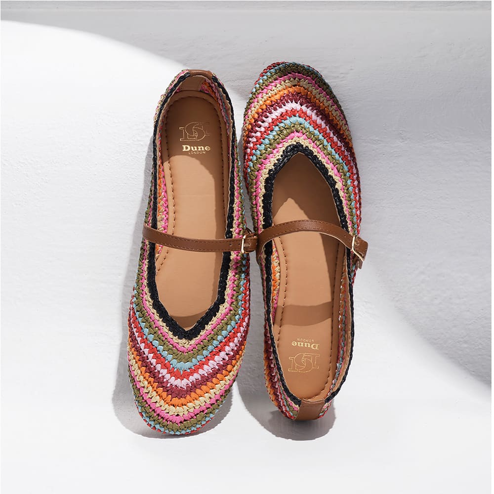 Women's Rainbow Raffia Mary-Jane Flat shoes