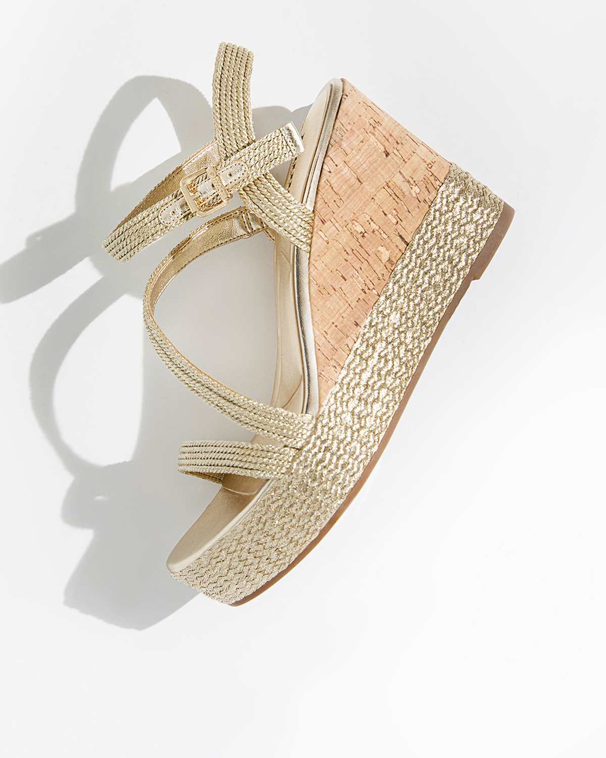 Women's Gold Cork Wedge Sandals