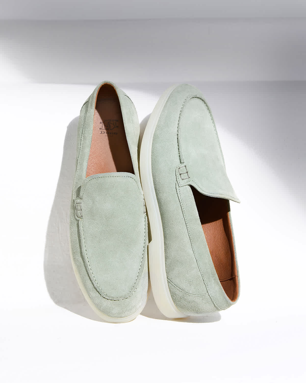male model wearing some sage casual loafers