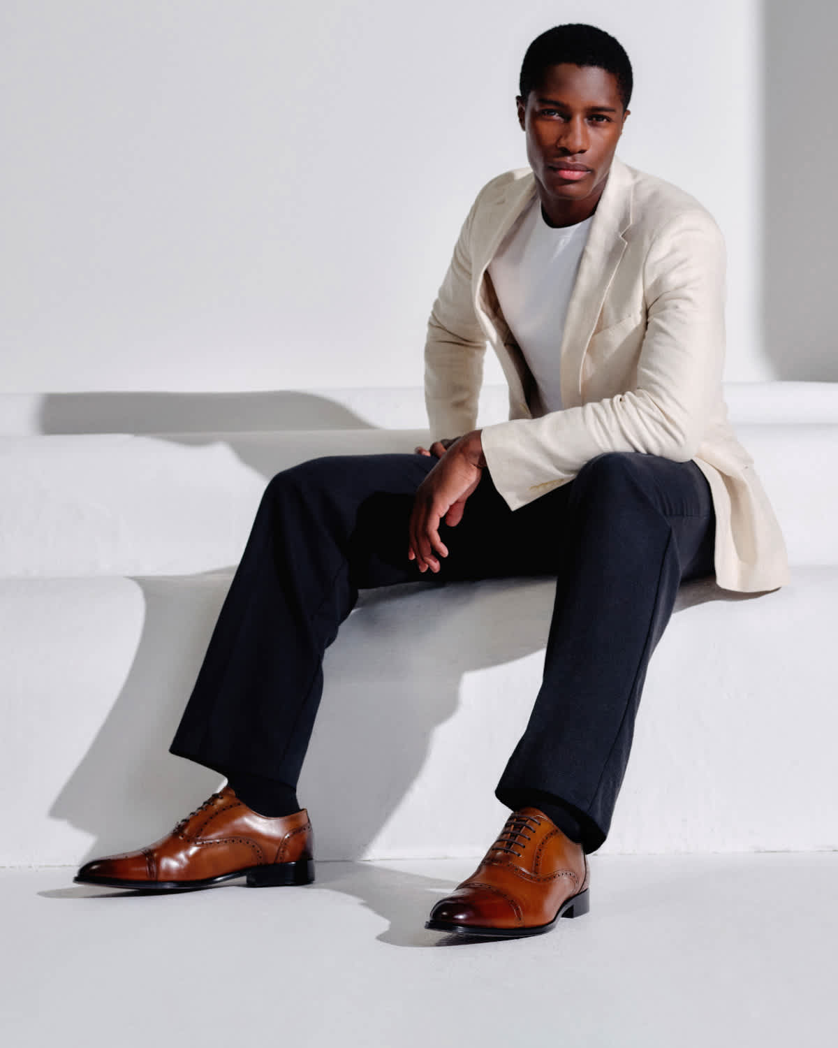 Men's white Leather Cup Sole Trainers
