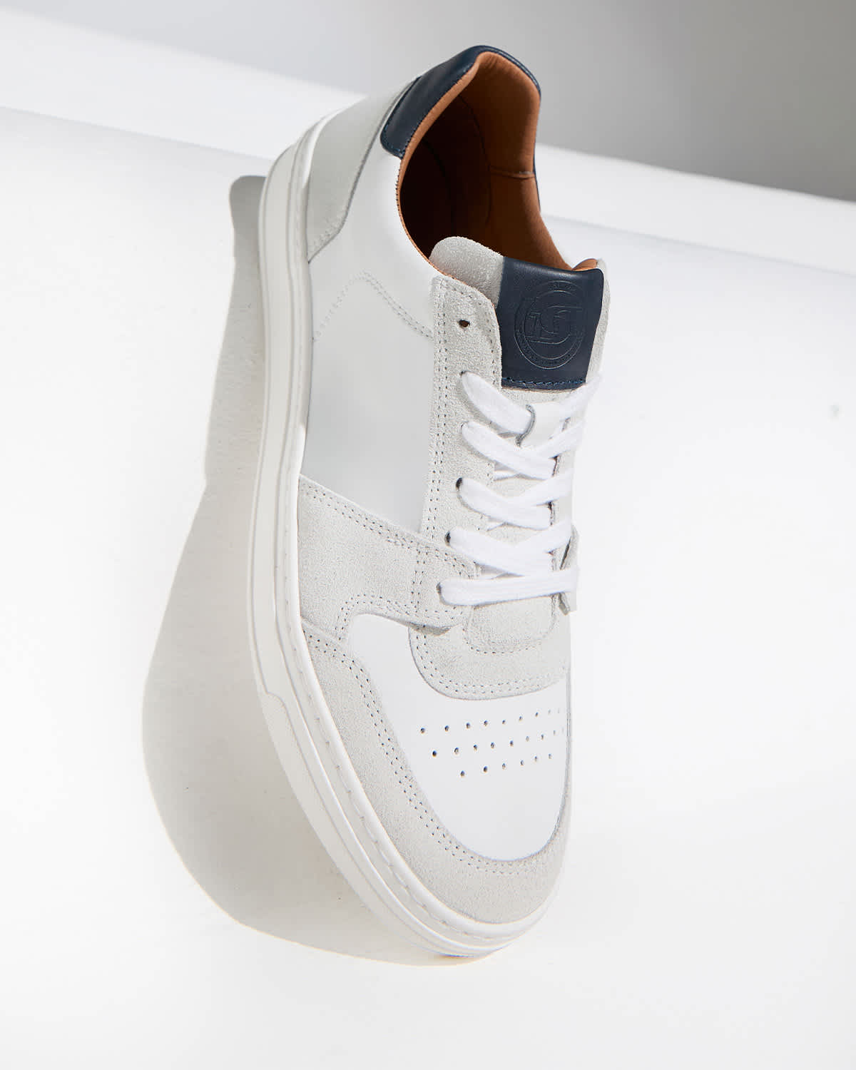 Men's white Leather Cup Sole Trainers