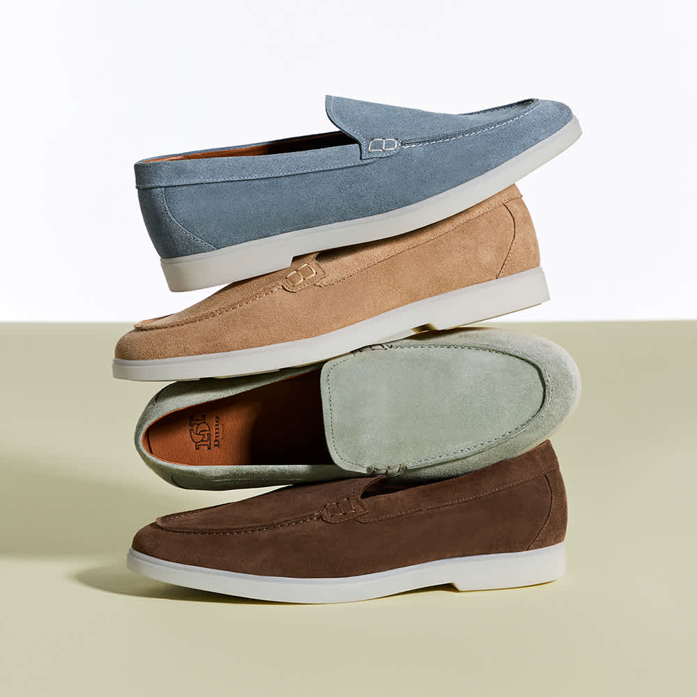 Men's Suede Casual Loafers in blue, beige, green and brown