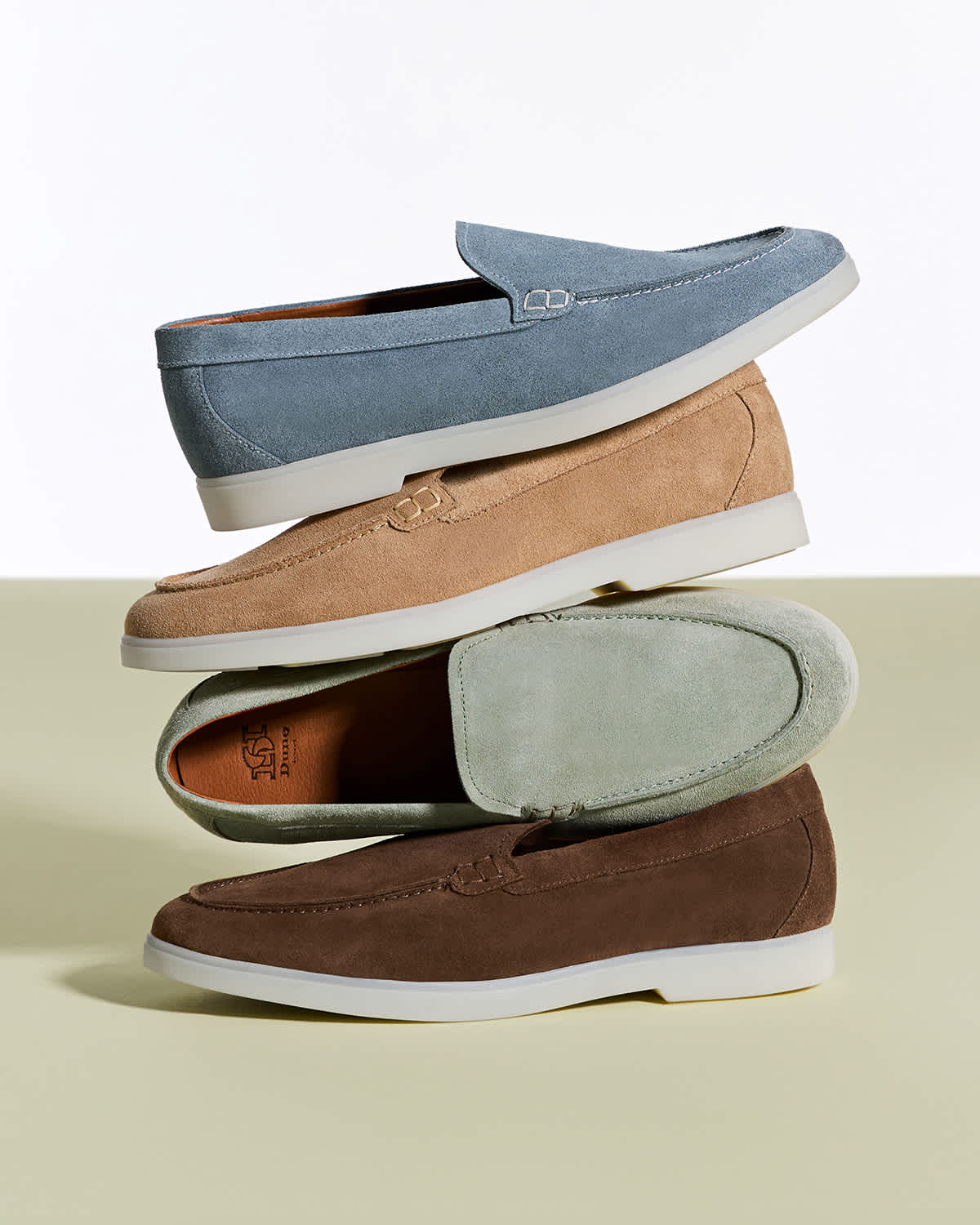 Men's Suede Casual Loafers in blue, beige, green and brown