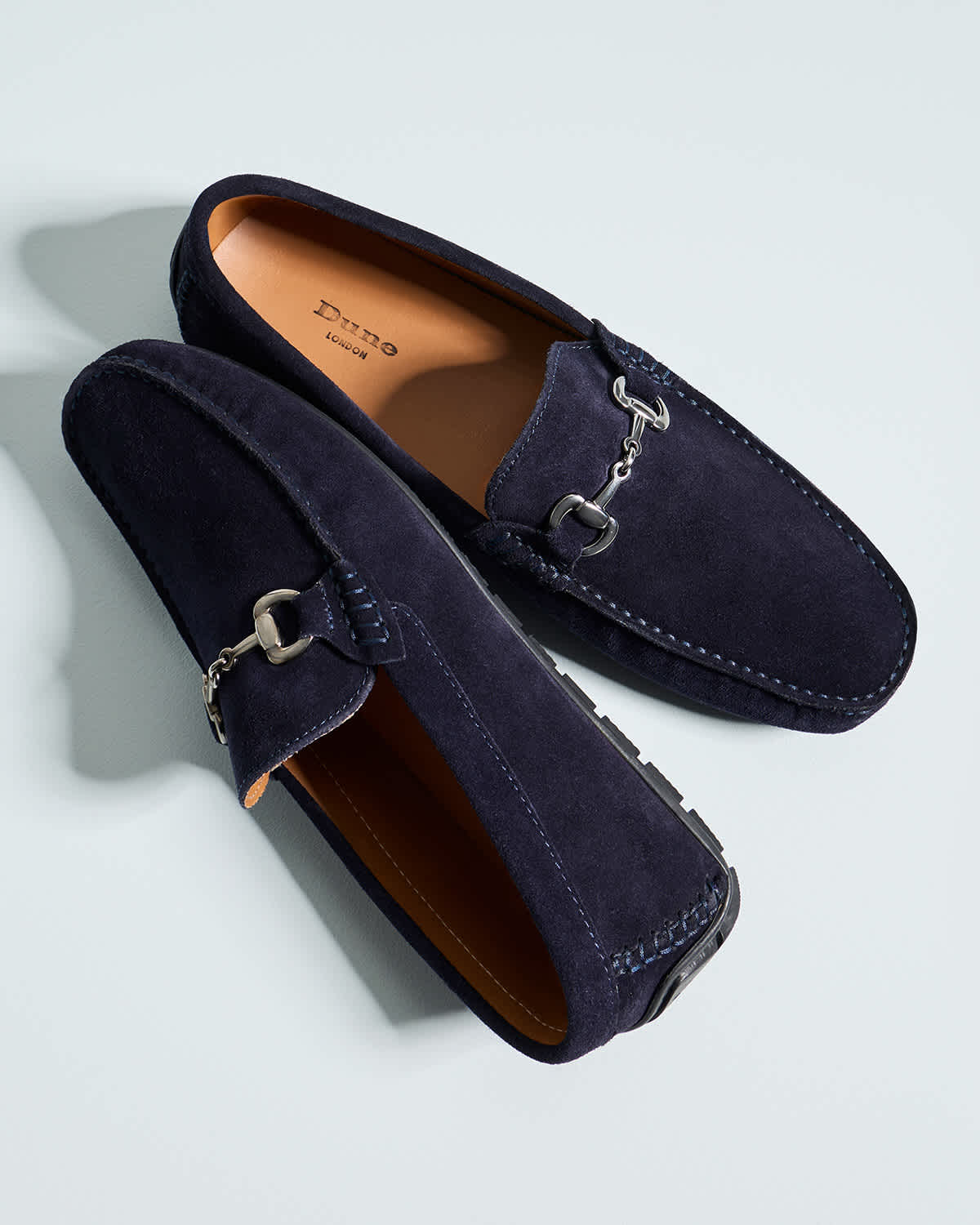 Men's casual snaffle trim suede Loafers in navy