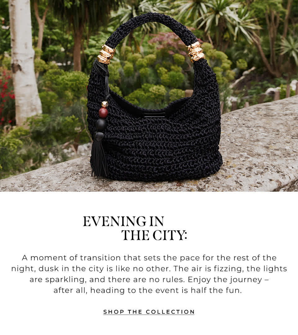 Summer black raffia bag with gold hardwear and tassel detail