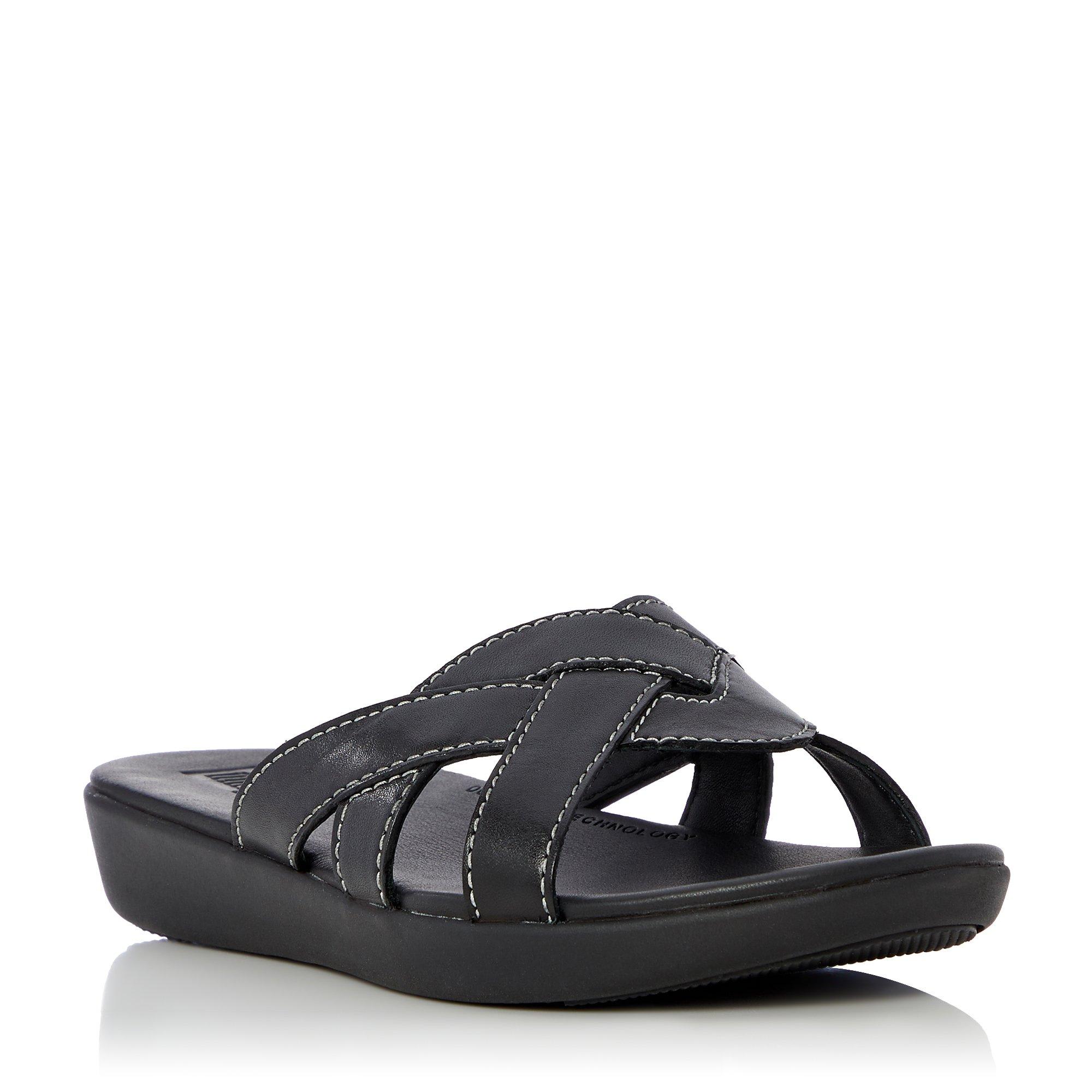 Elyna Nude Leather Crossover Slide Sandals