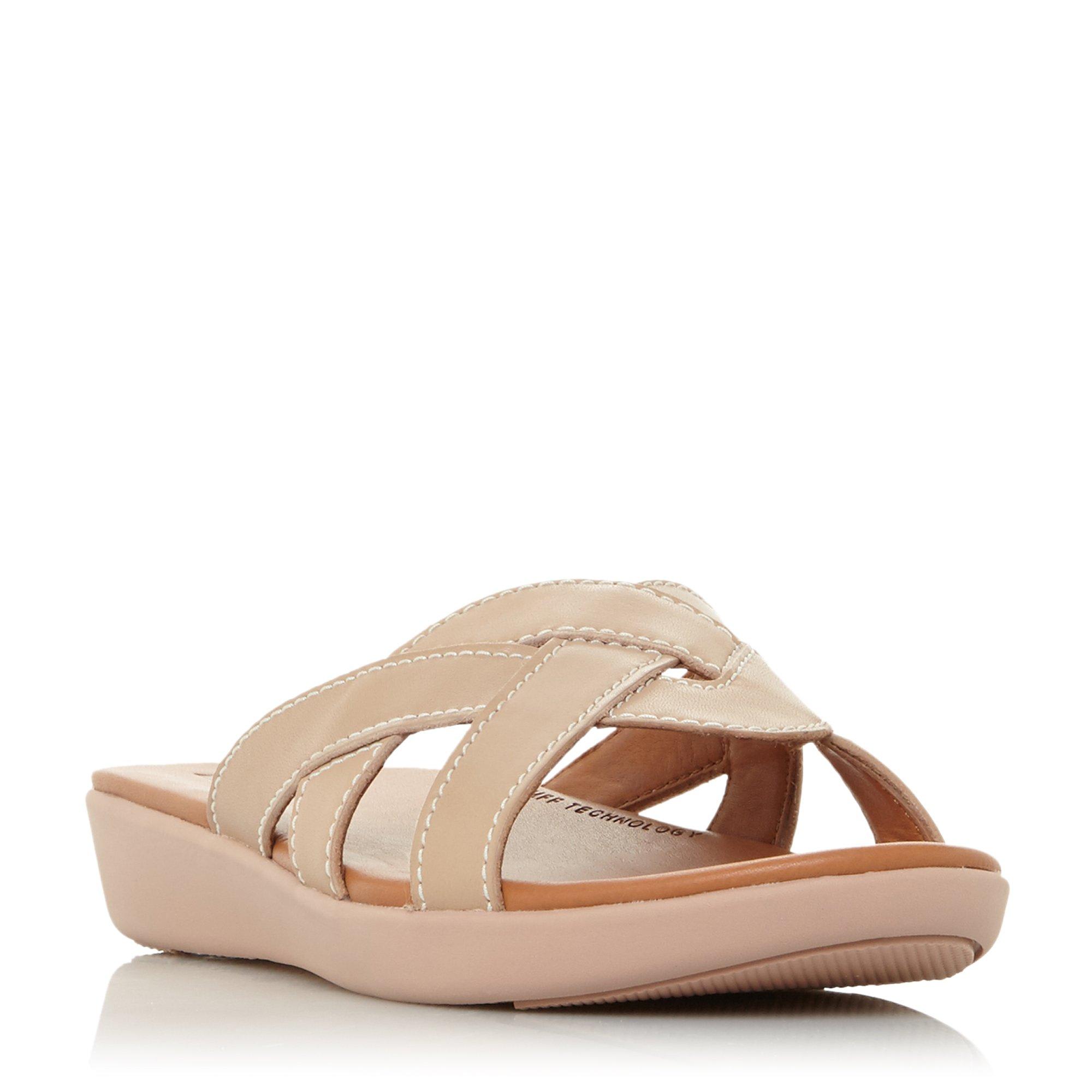 Elyna Nude Leather Crossover Slide Sandals
