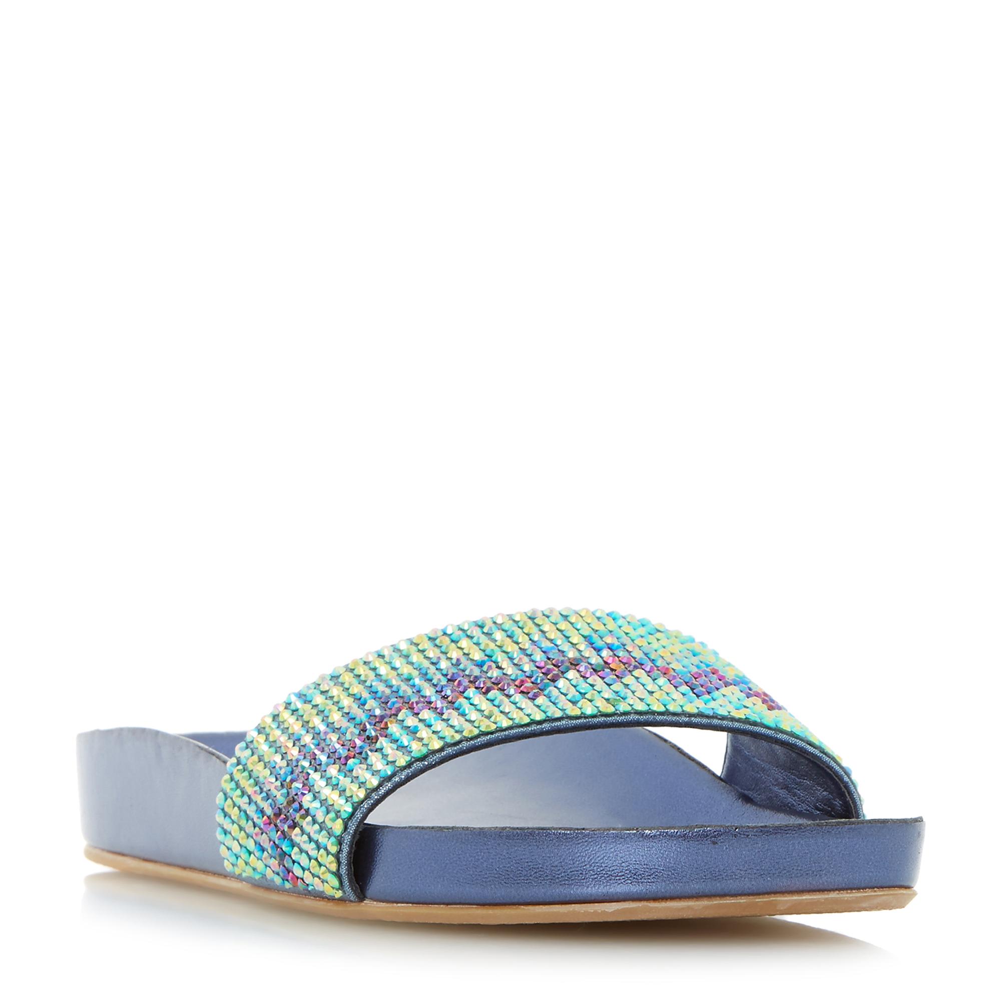 Laizer Chevron Embellished Slider Sandals