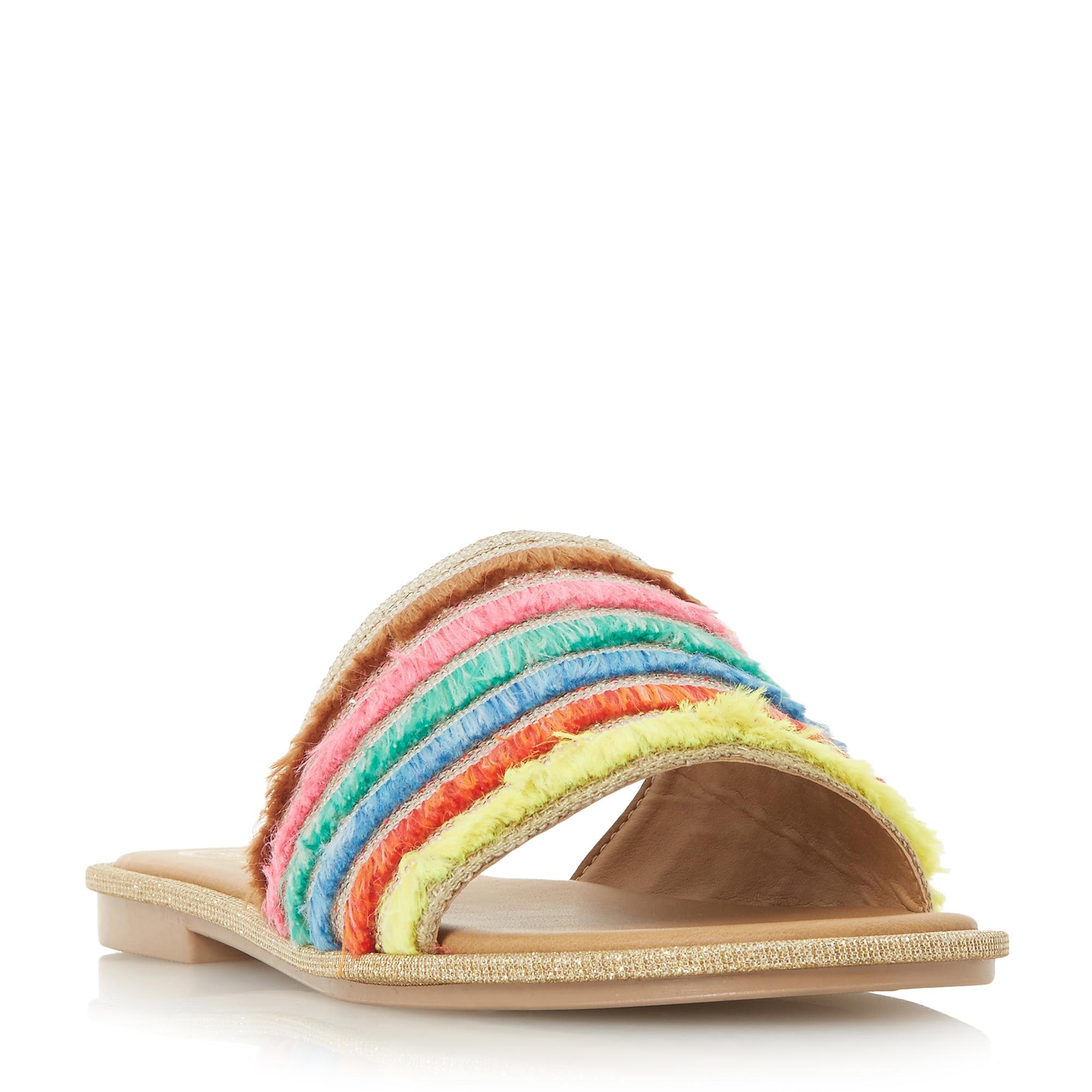 Lemonade Colourful Frayed Trim Mule