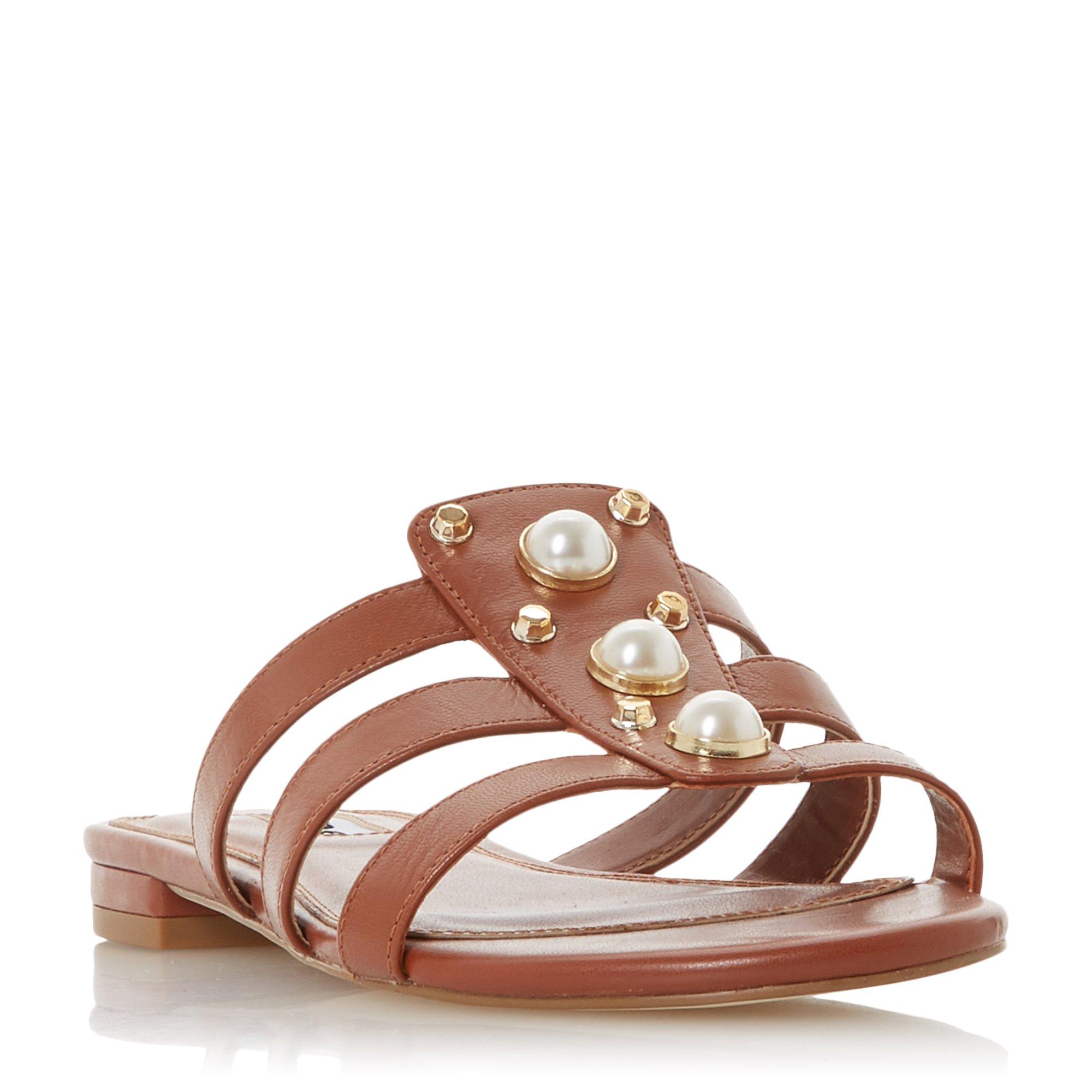 Nikole Embellished Pearl And Stud Flat Sandals