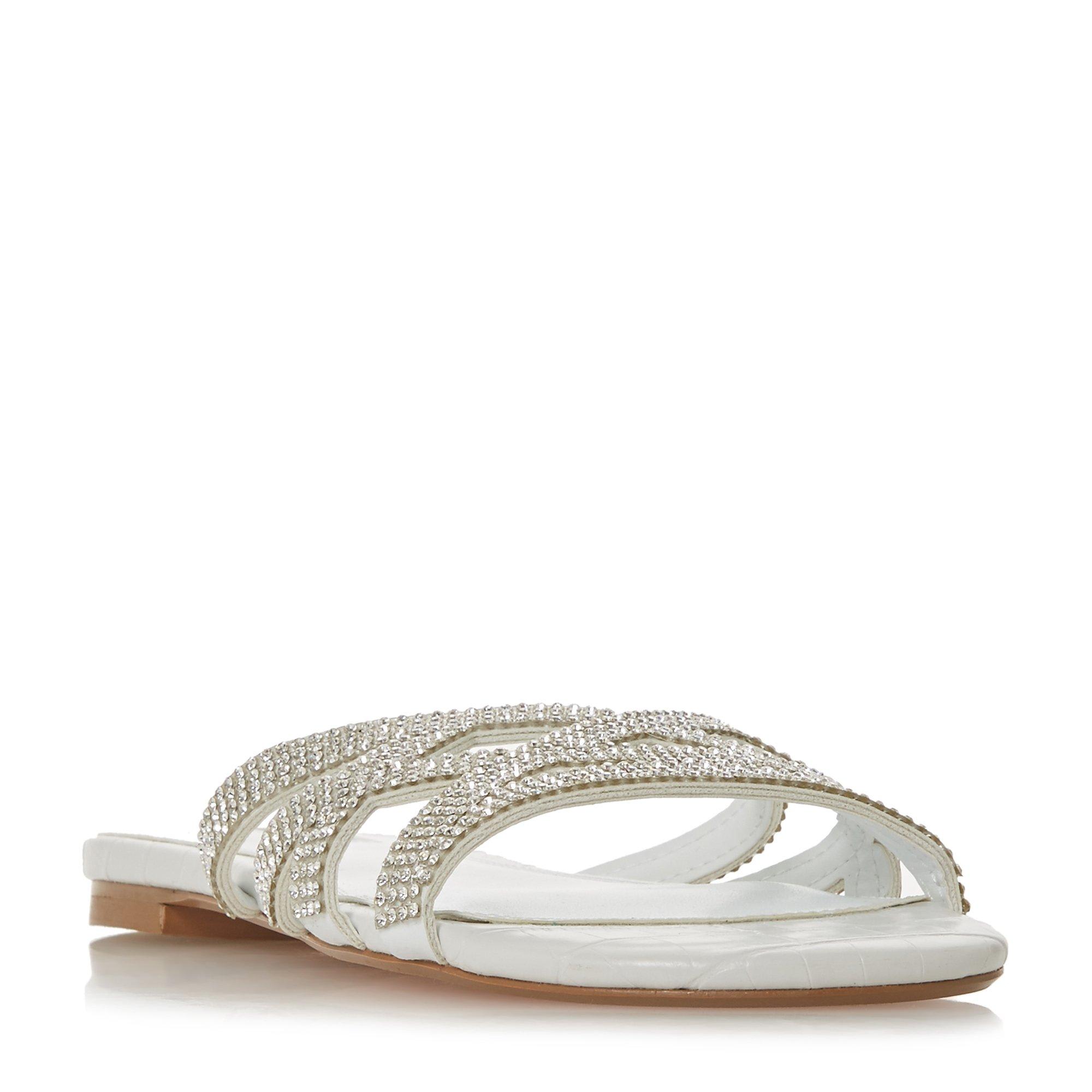 Noblee Diamante Cross-Strap Slider Sandals