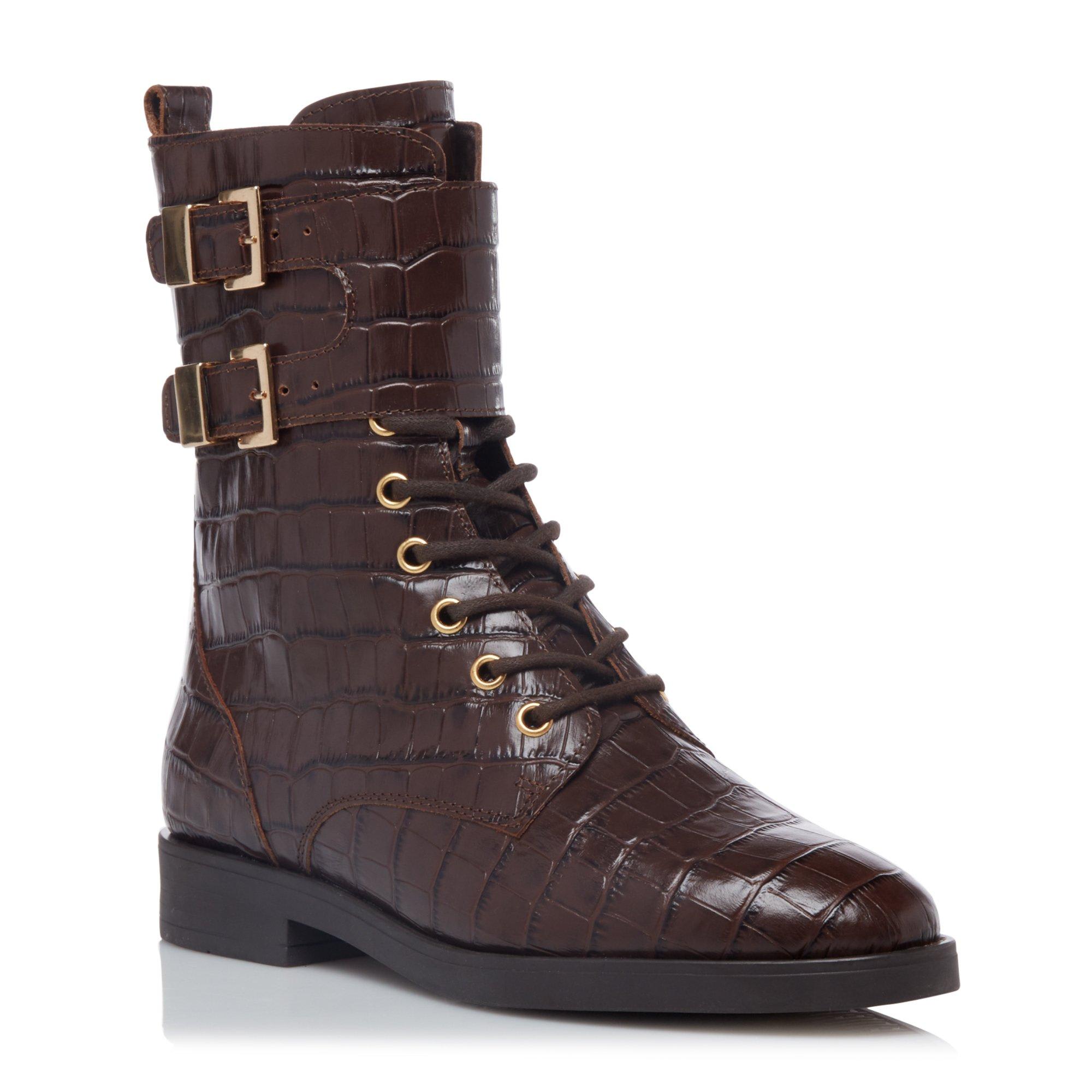 Pictor Double Buckle Flat Ankle Boots