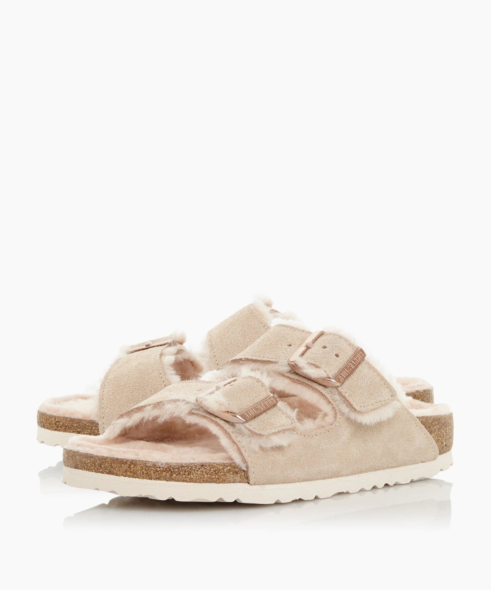 birkenstock shearling arizona nude