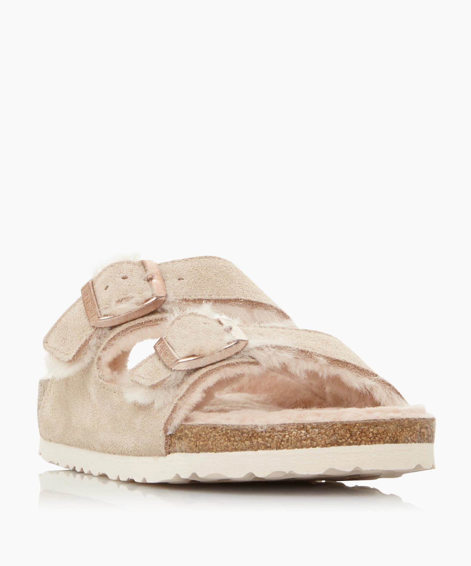 birkenstock arizona shearling nude