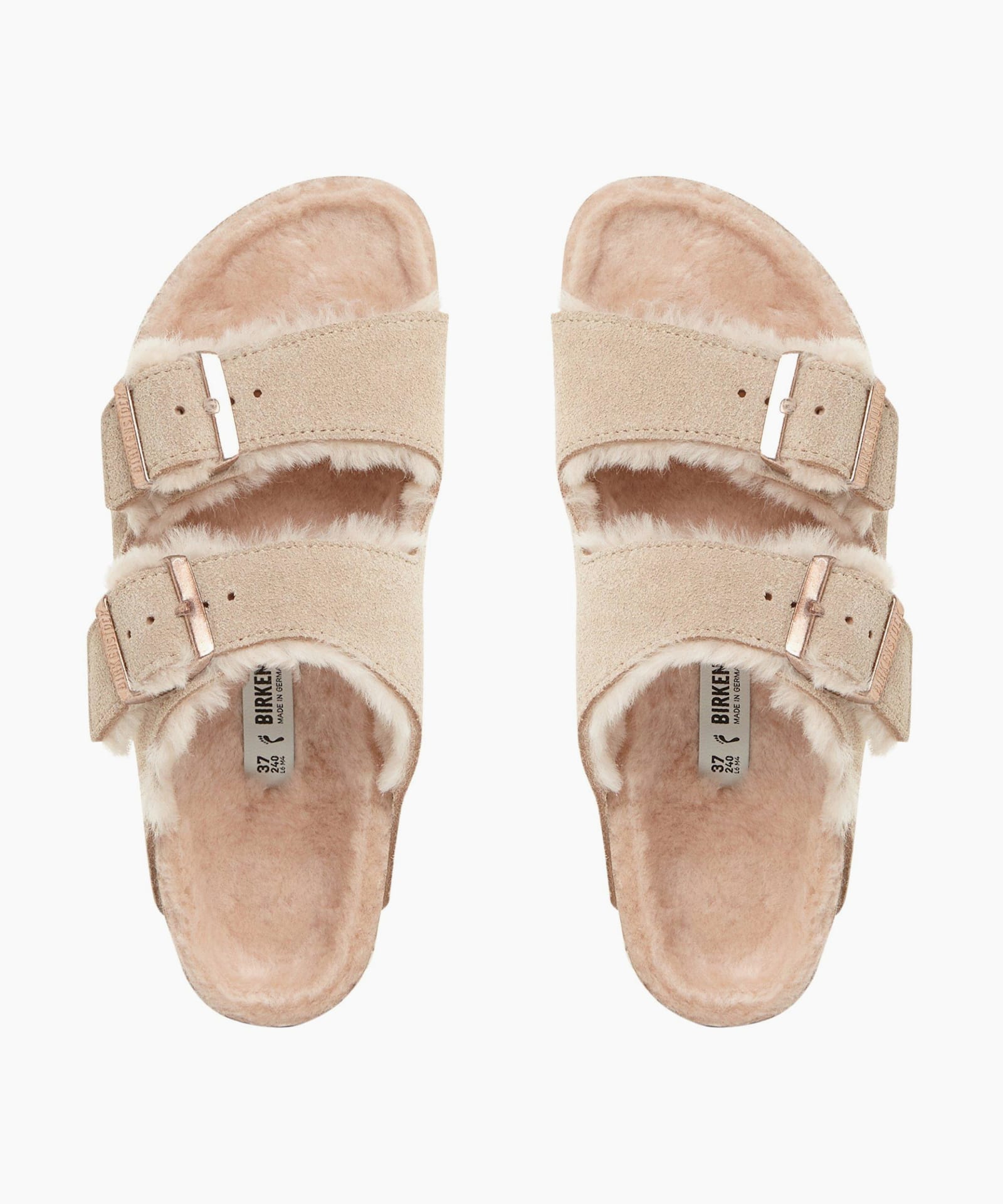 birkenstock arizona shearling nude