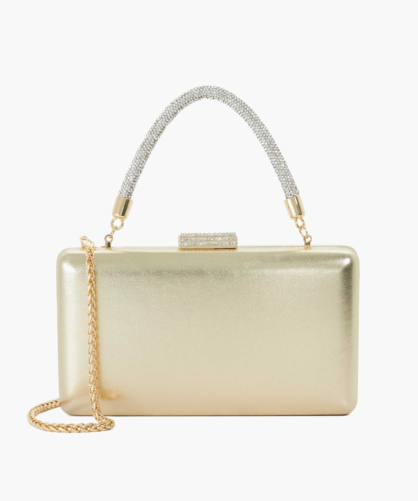 Beaut Diamante Handle Evening Bag - gold