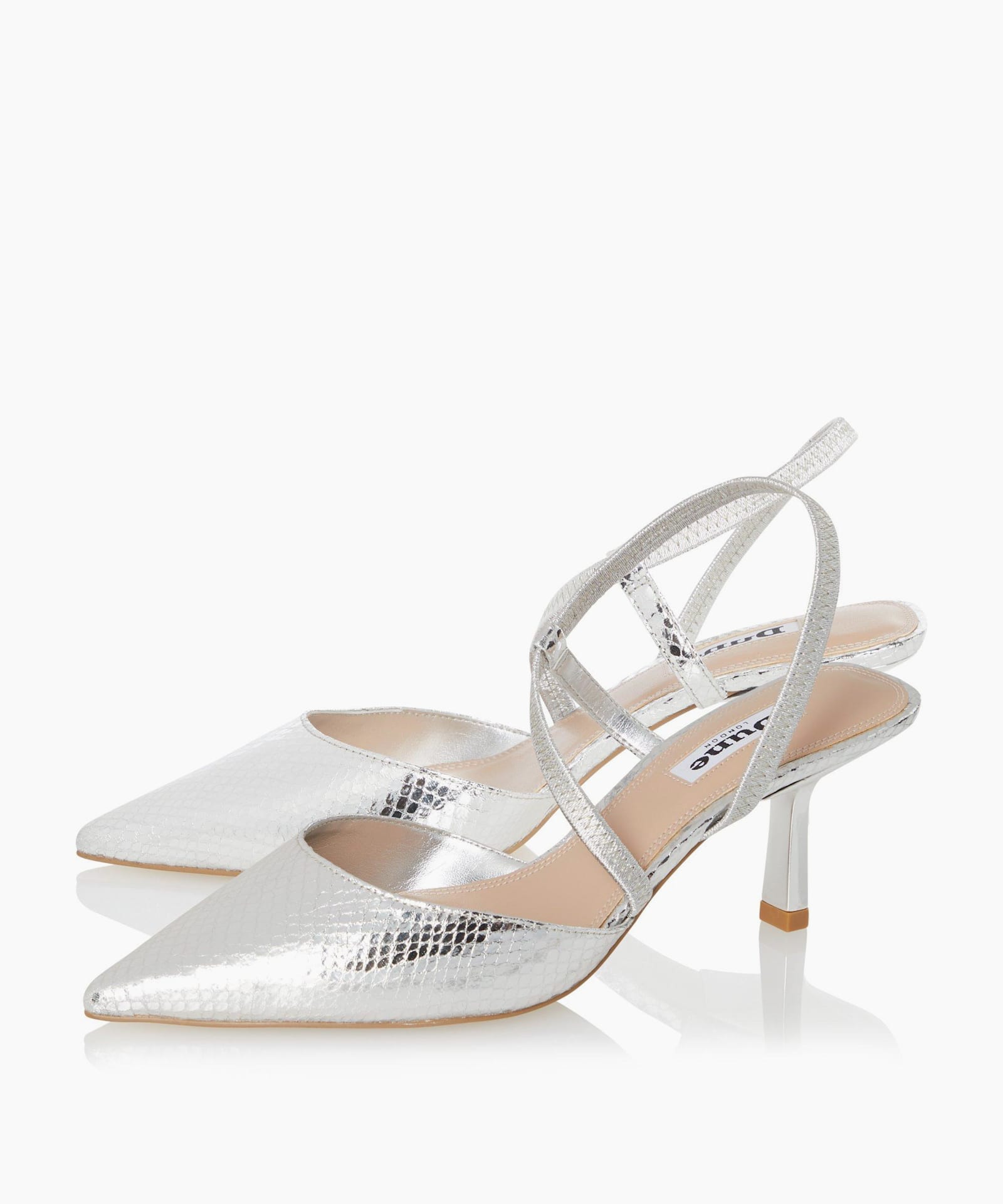 silver mid heels uk