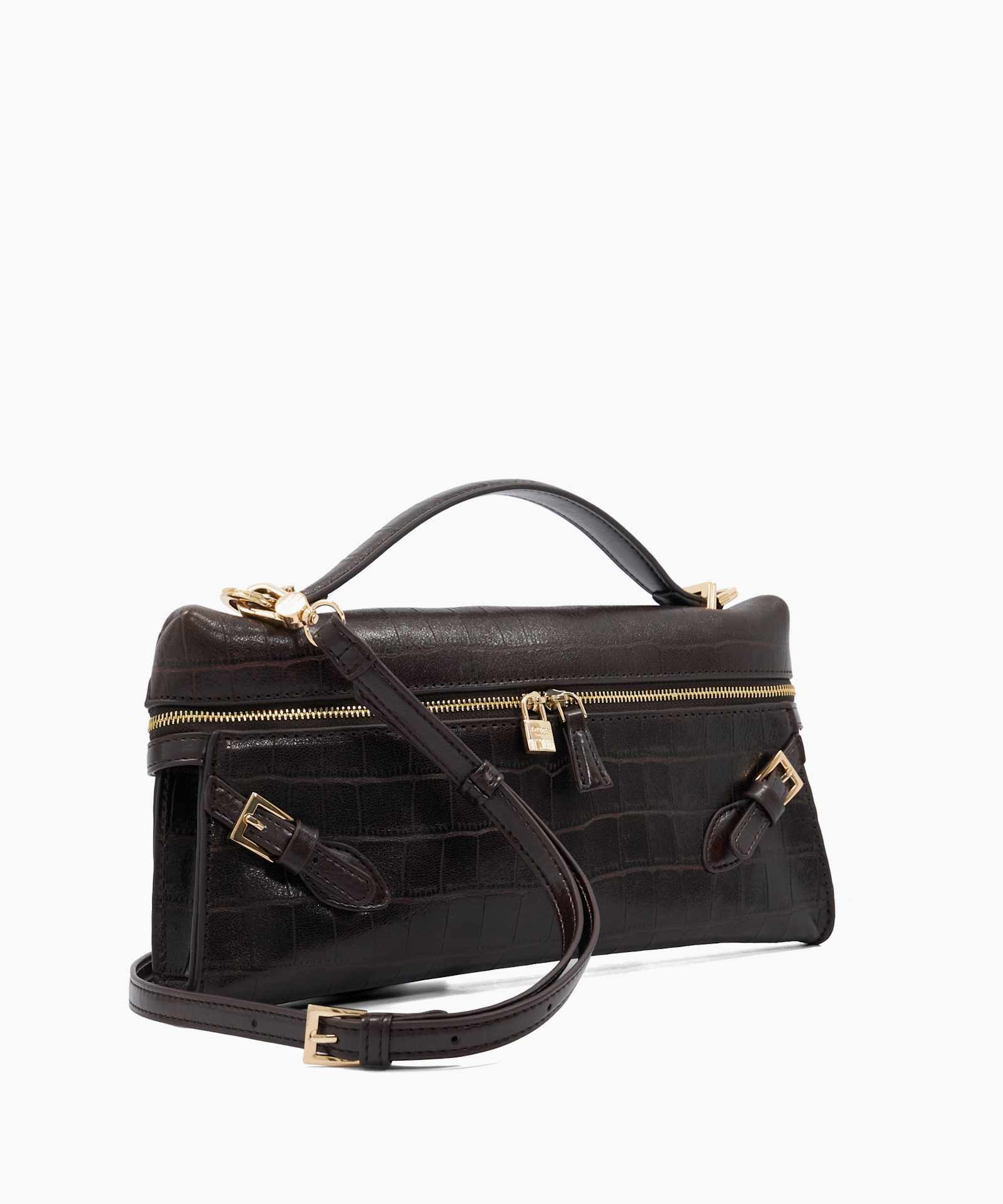 Declarations Croc-Effect Leather Top-Handle Bag - brown