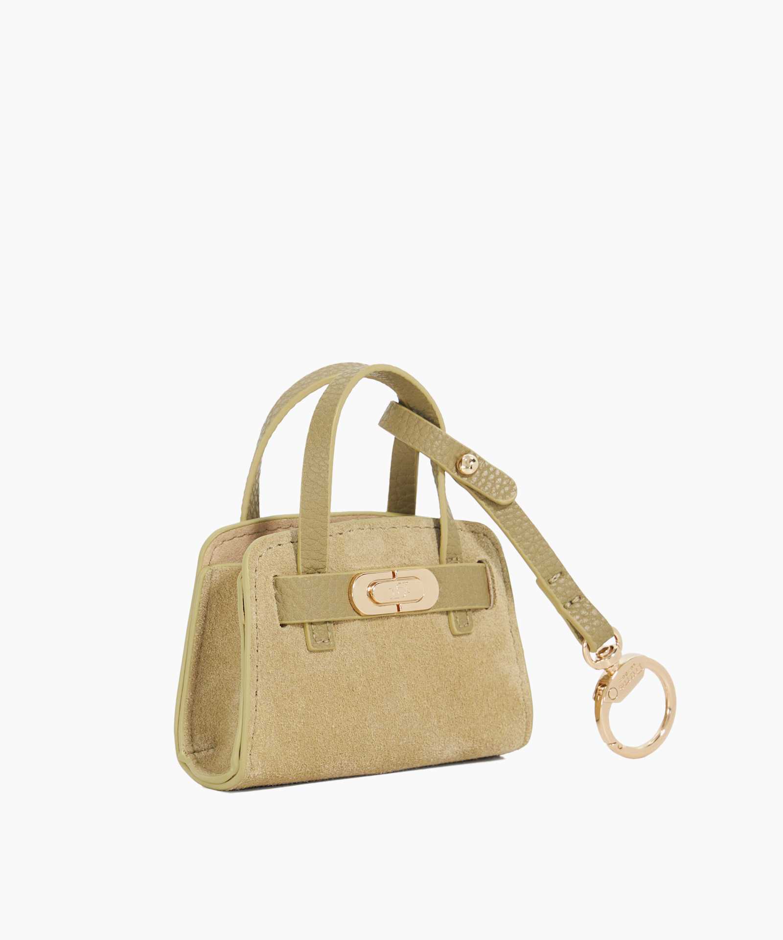 Define Xs Bag Charm Mini Suede Bag Charm - khaki
