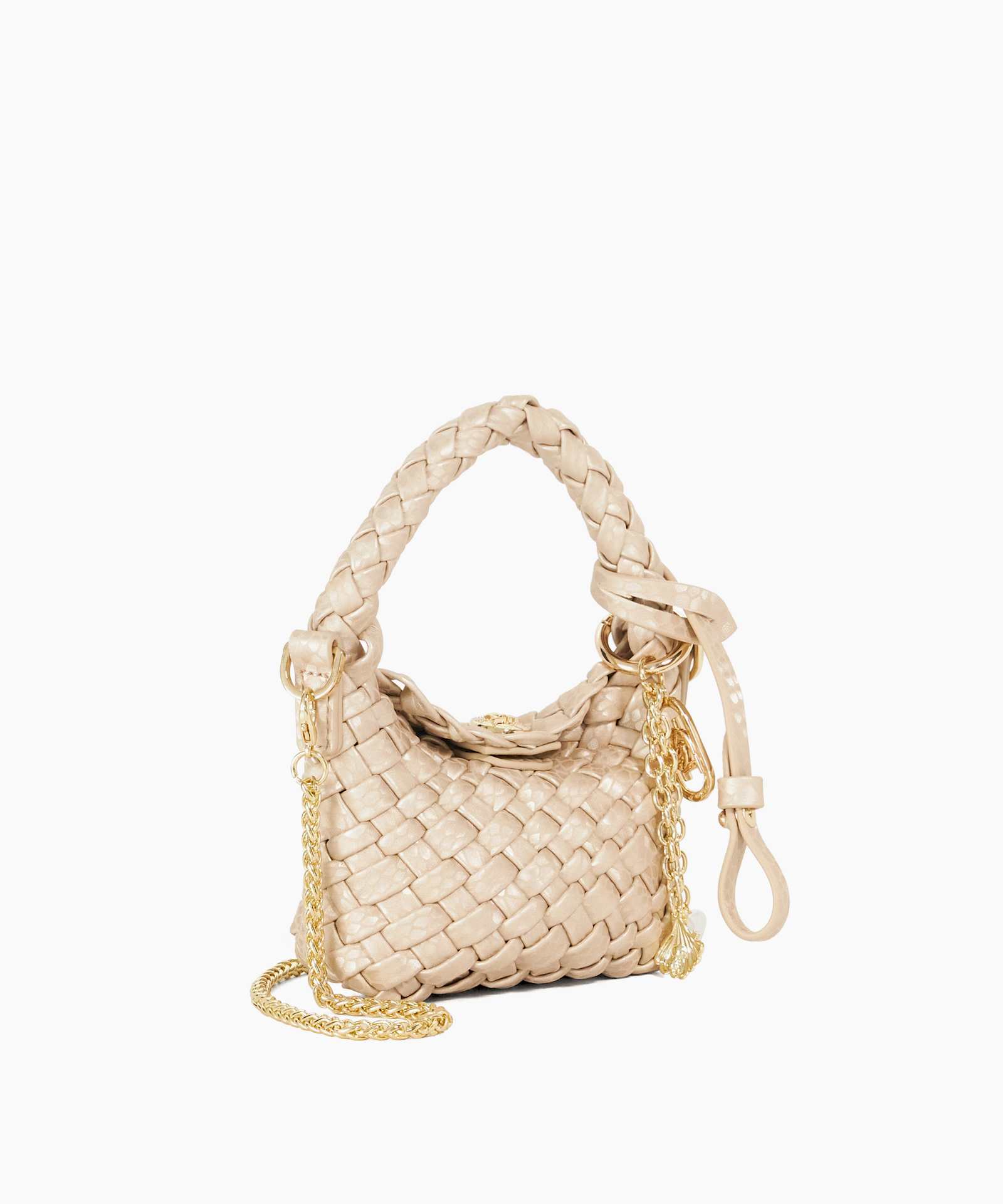 Deliberate Xs Micro Woven Bag Charm - champagne