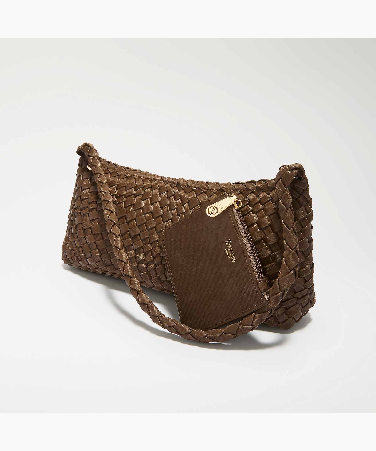 Deliberating Woven East-West Shoulder Bag - brown