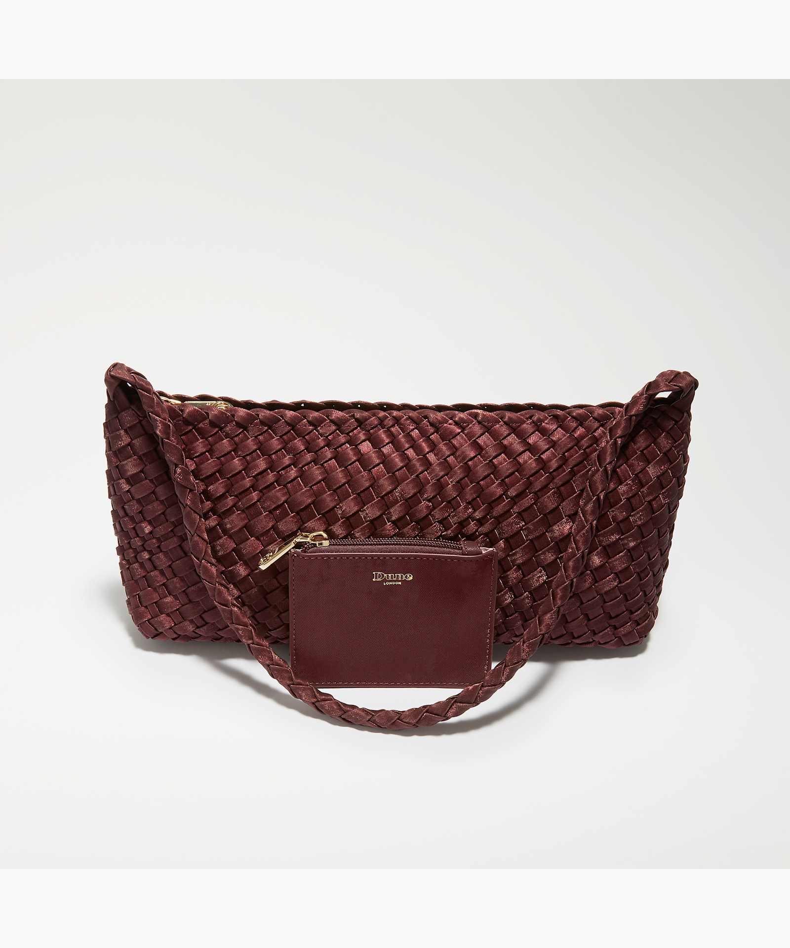 Deliberating Woven East-West Shoulder Bag - berry