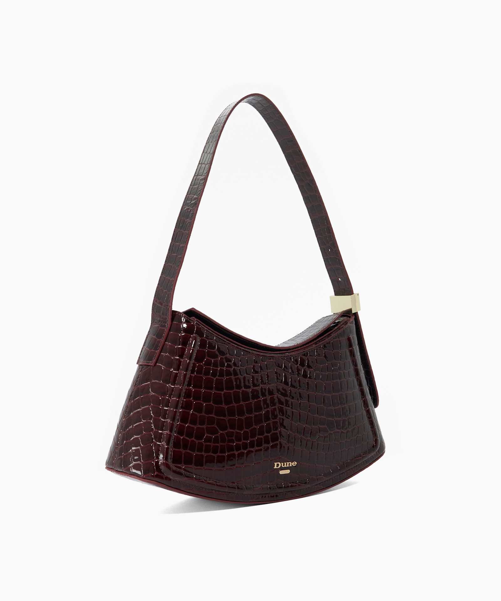 Dependent Croc-Embossed Leather Shoulder Bag - burgundy