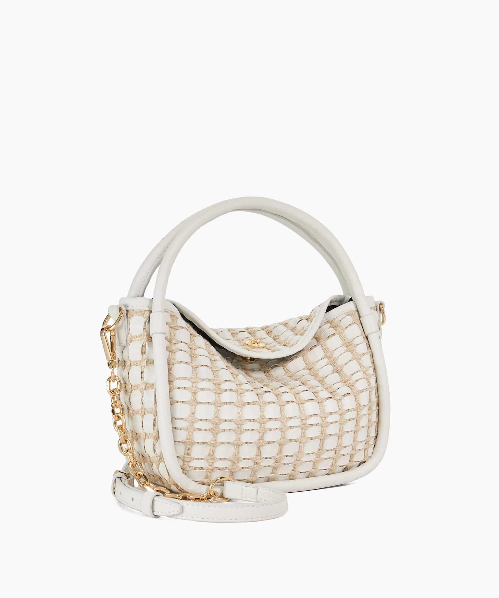 Dinideliberate Mini Woven Grab Bag - white