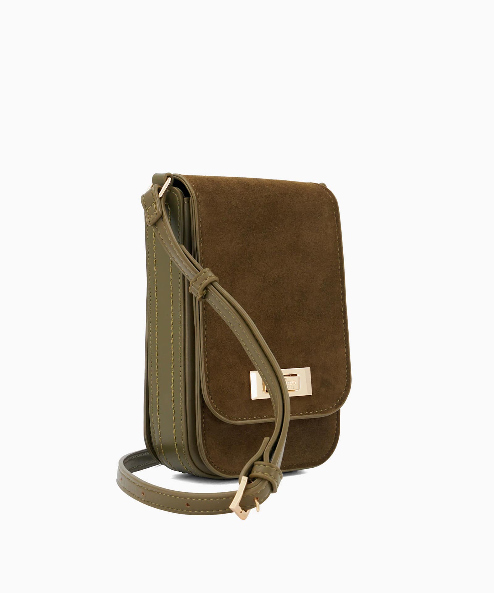 Dinkydiscreet Suede Cross-Body Bag - khaki