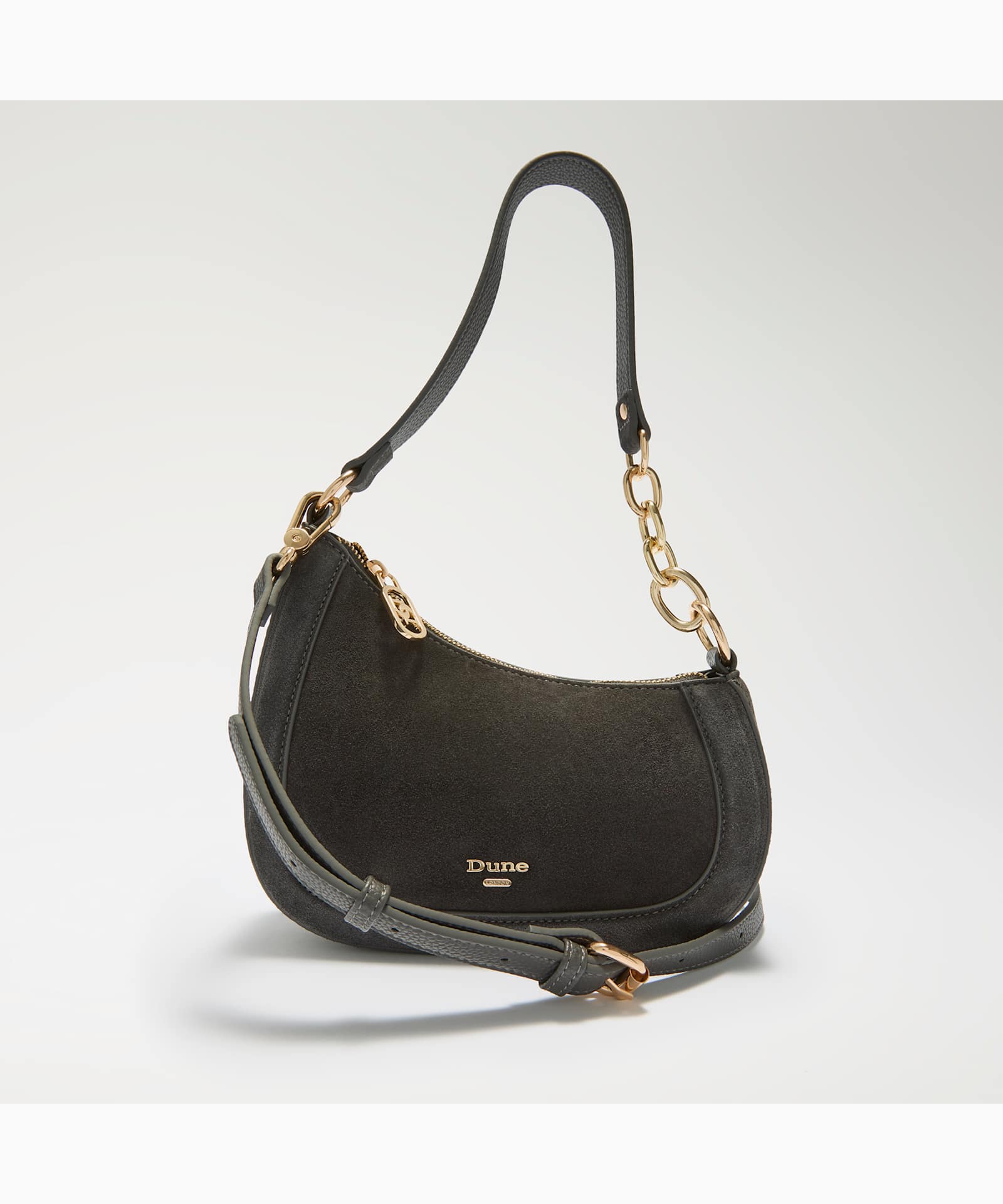 Direction Chain Detail Shoulder Bag - dark-grey