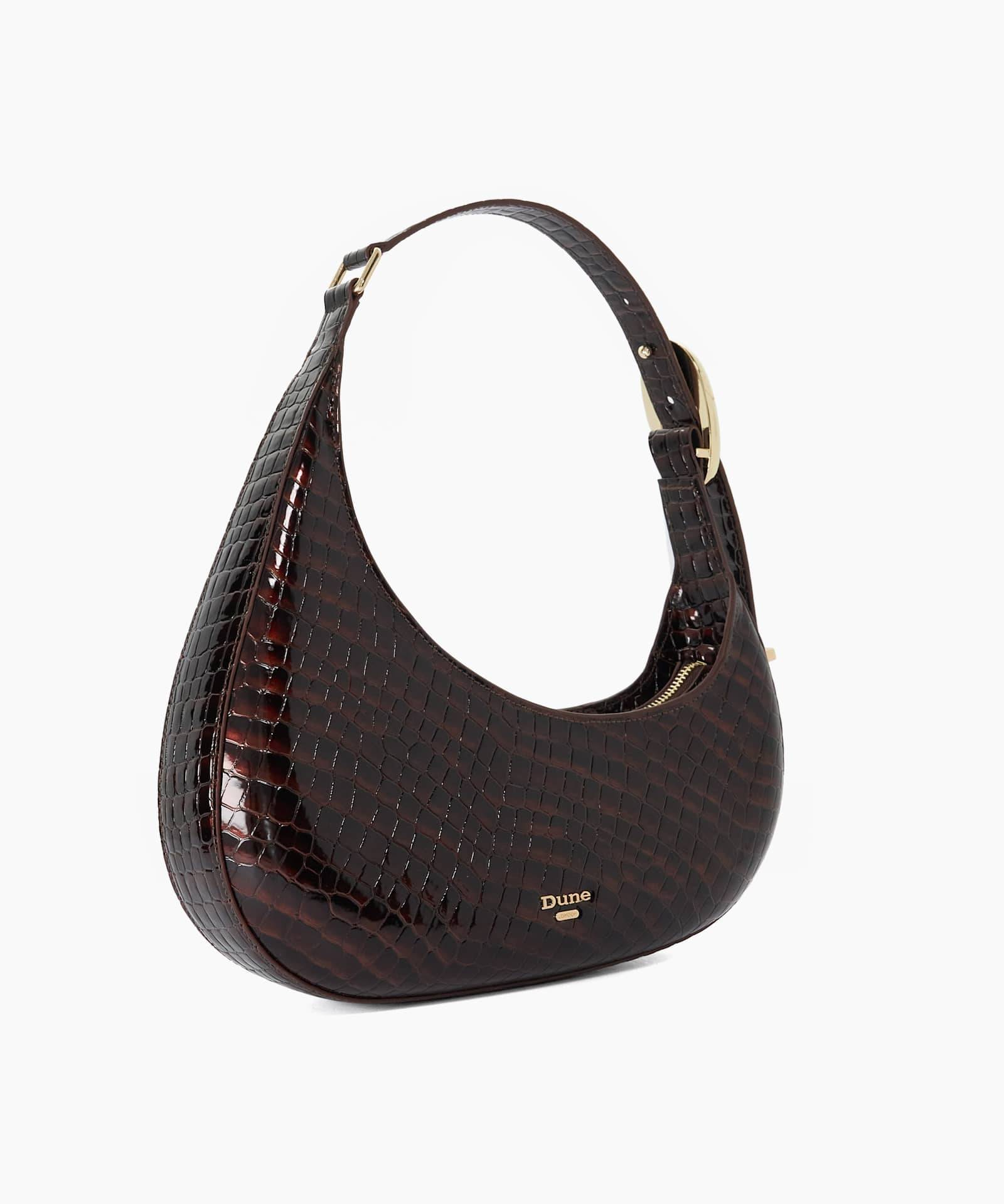Disarming Croc-Embossed Leather Shoulder Bag - bronze