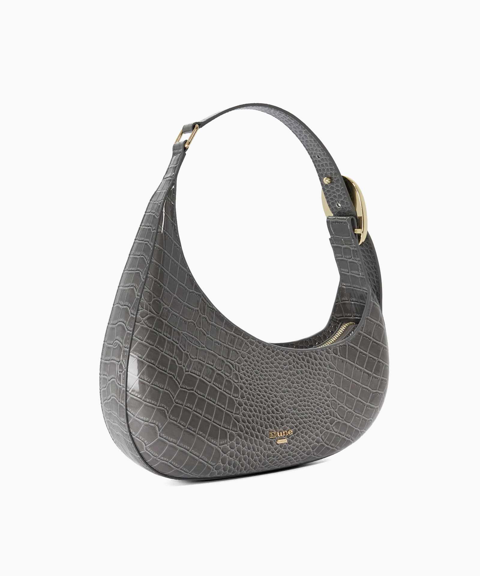 Disarming Croc-Embossed Leather Shoulder Bag - grey