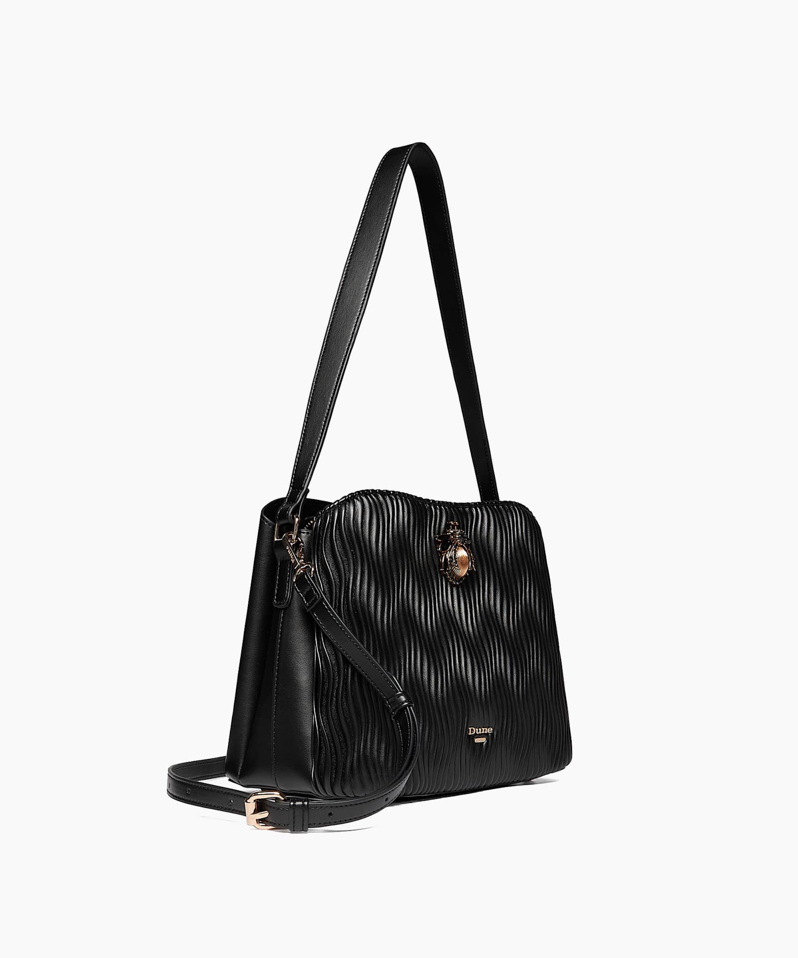 Distance Textured Dune Bug Embellished Tote Bag - black