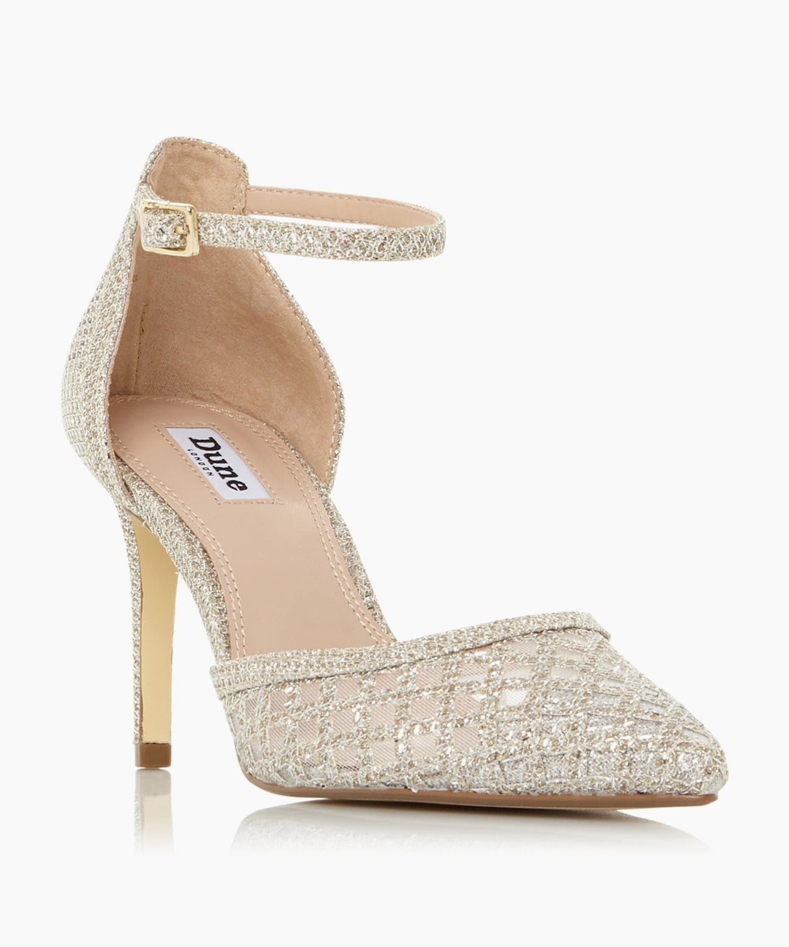 gold high heel shoes