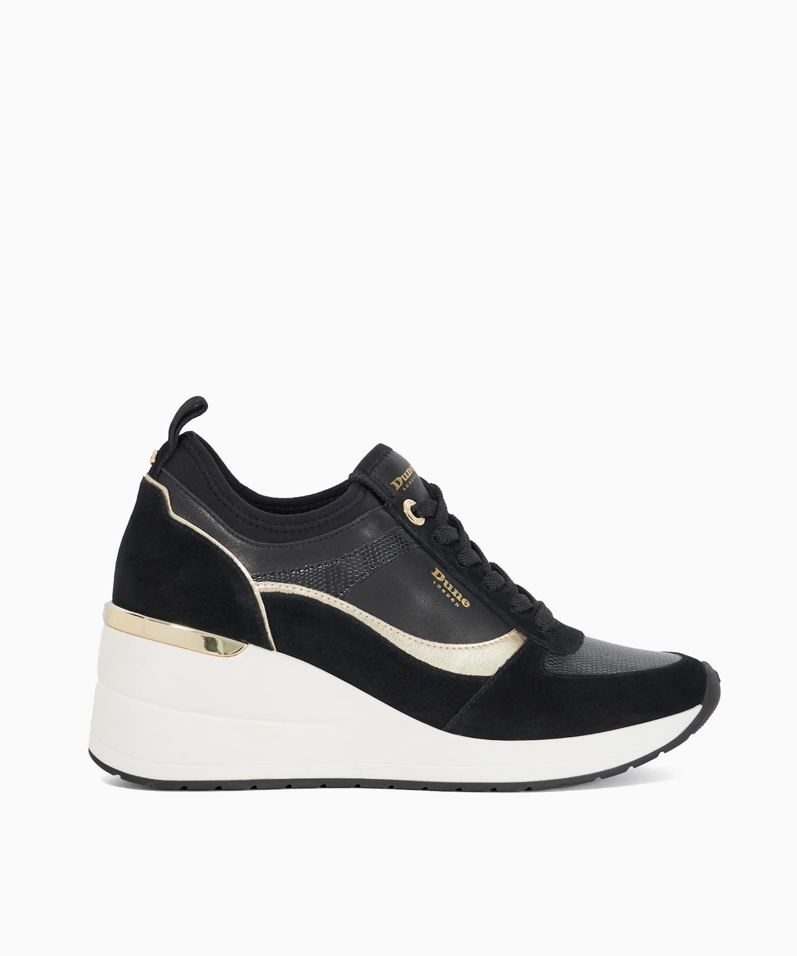 Elarah Leather Mix Wedge Trainers - black