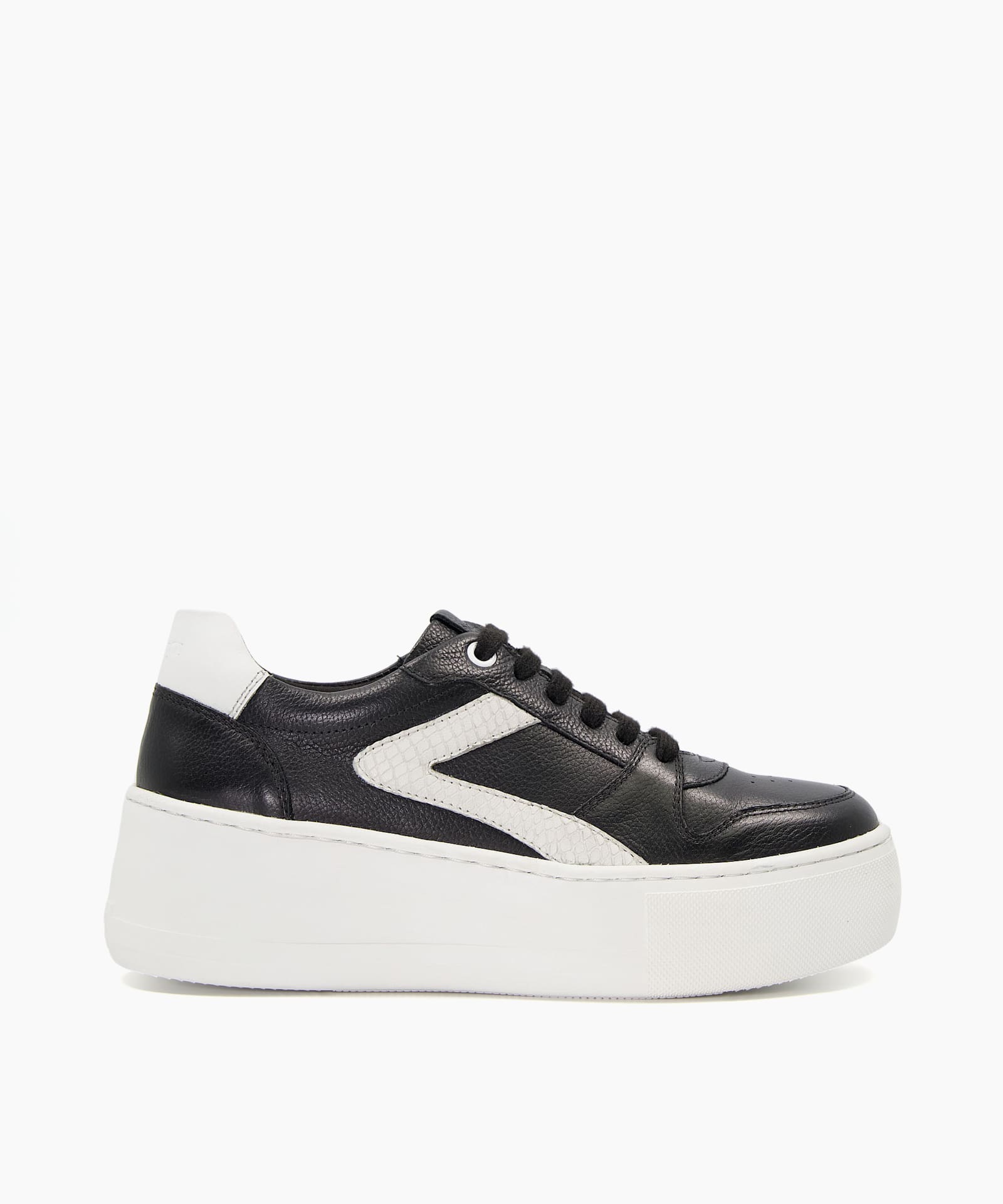 Essential Black Leather Colour Block Flatform Trainers Dune London