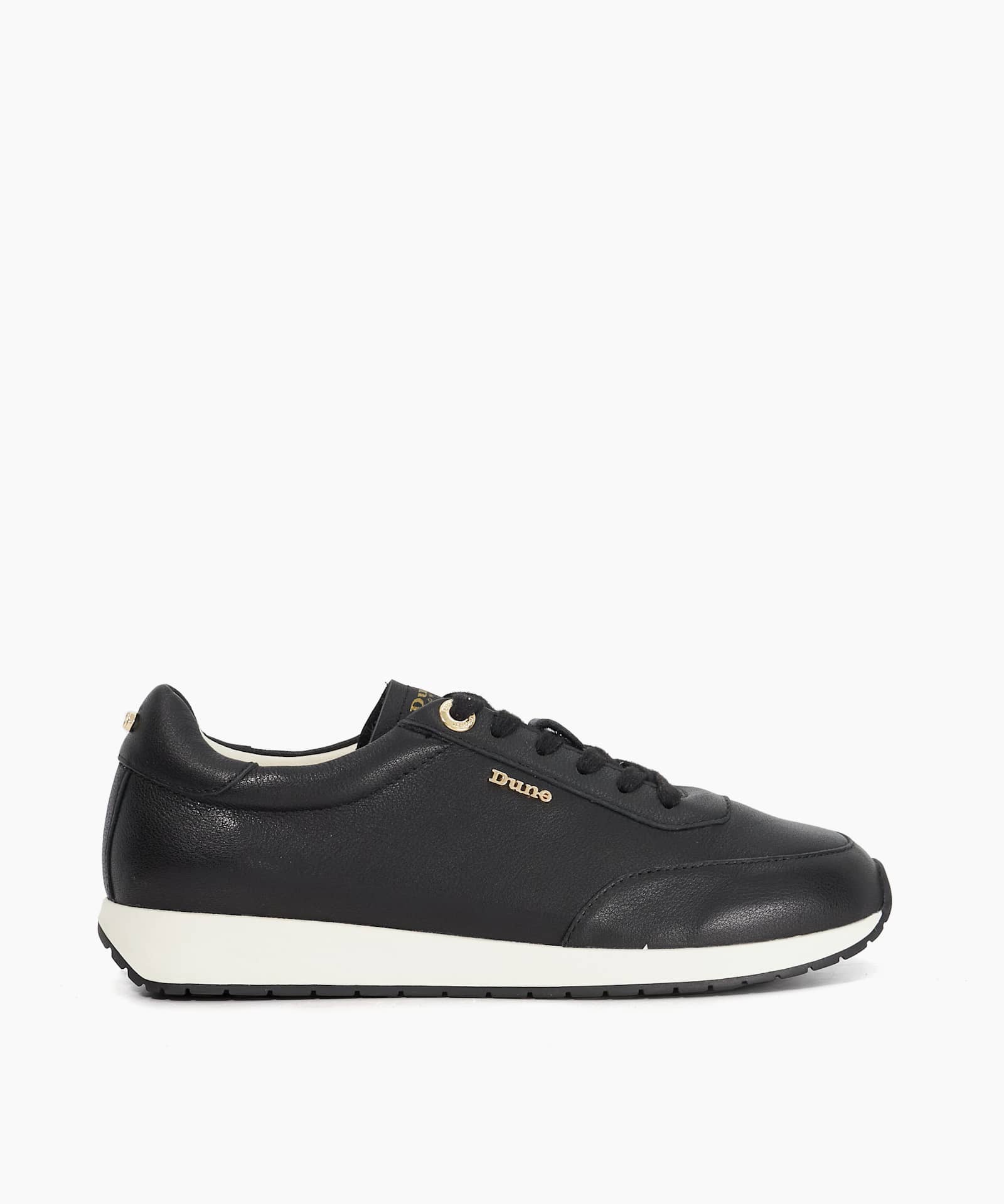 Ettah Black Leather Lace-Up Trainers - black