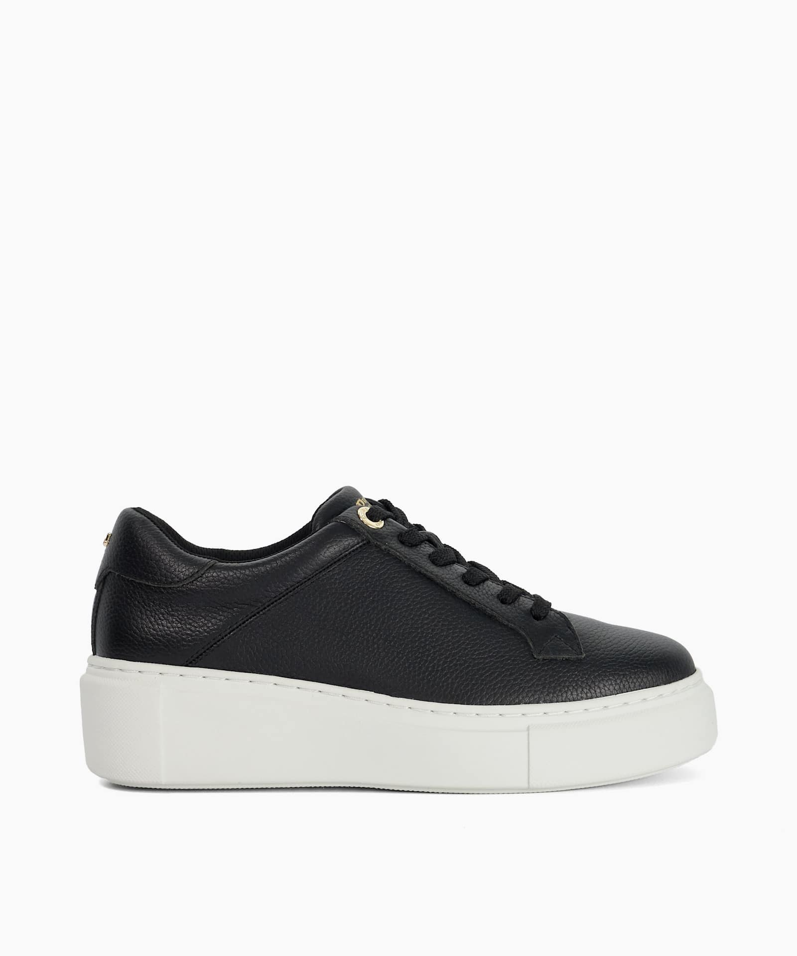 Evienne Leather Lace-Up Chunky Trainers - black
